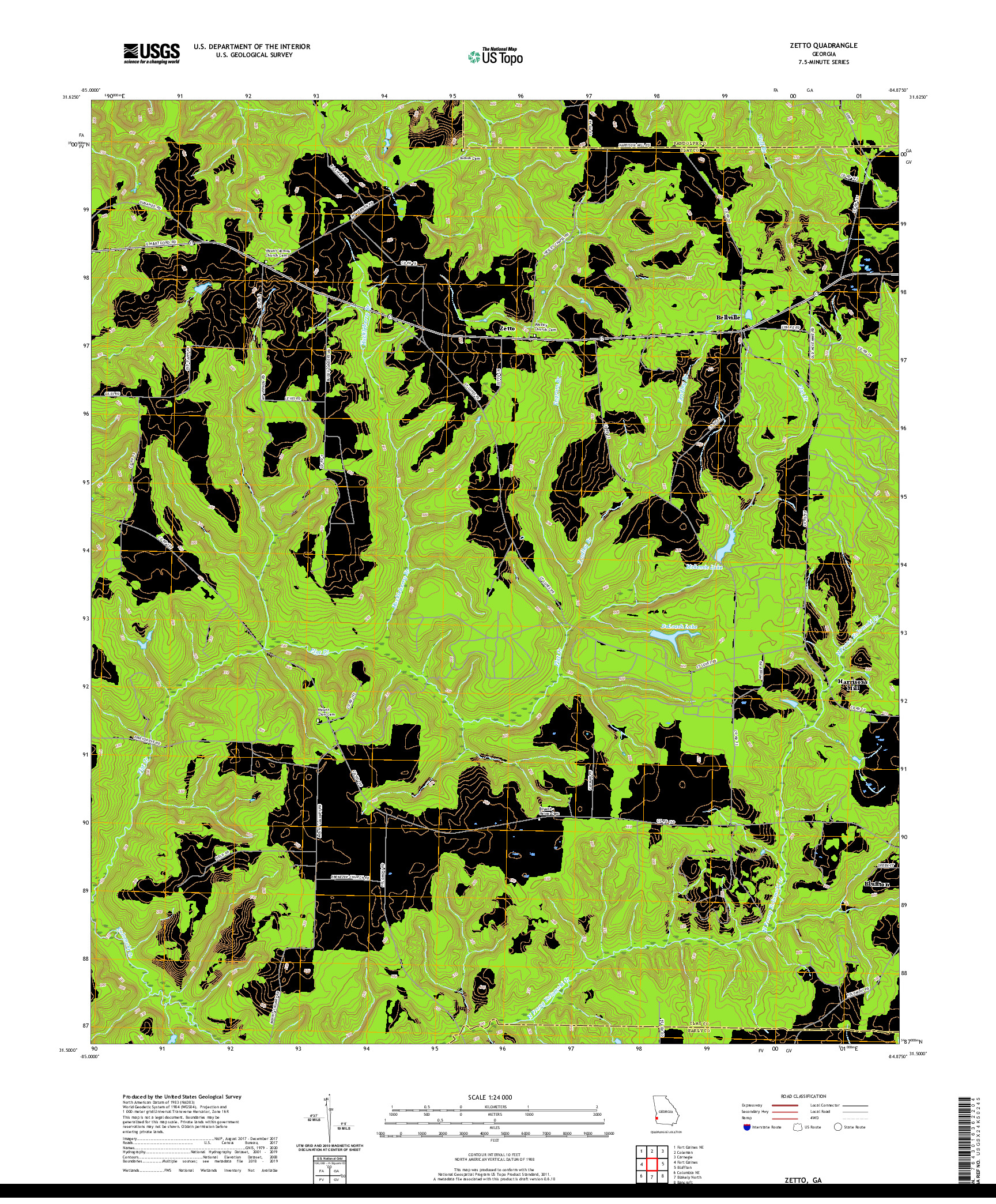 USGS US TOPO 7.5-MINUTE MAP FOR ZETTO, GA 2020