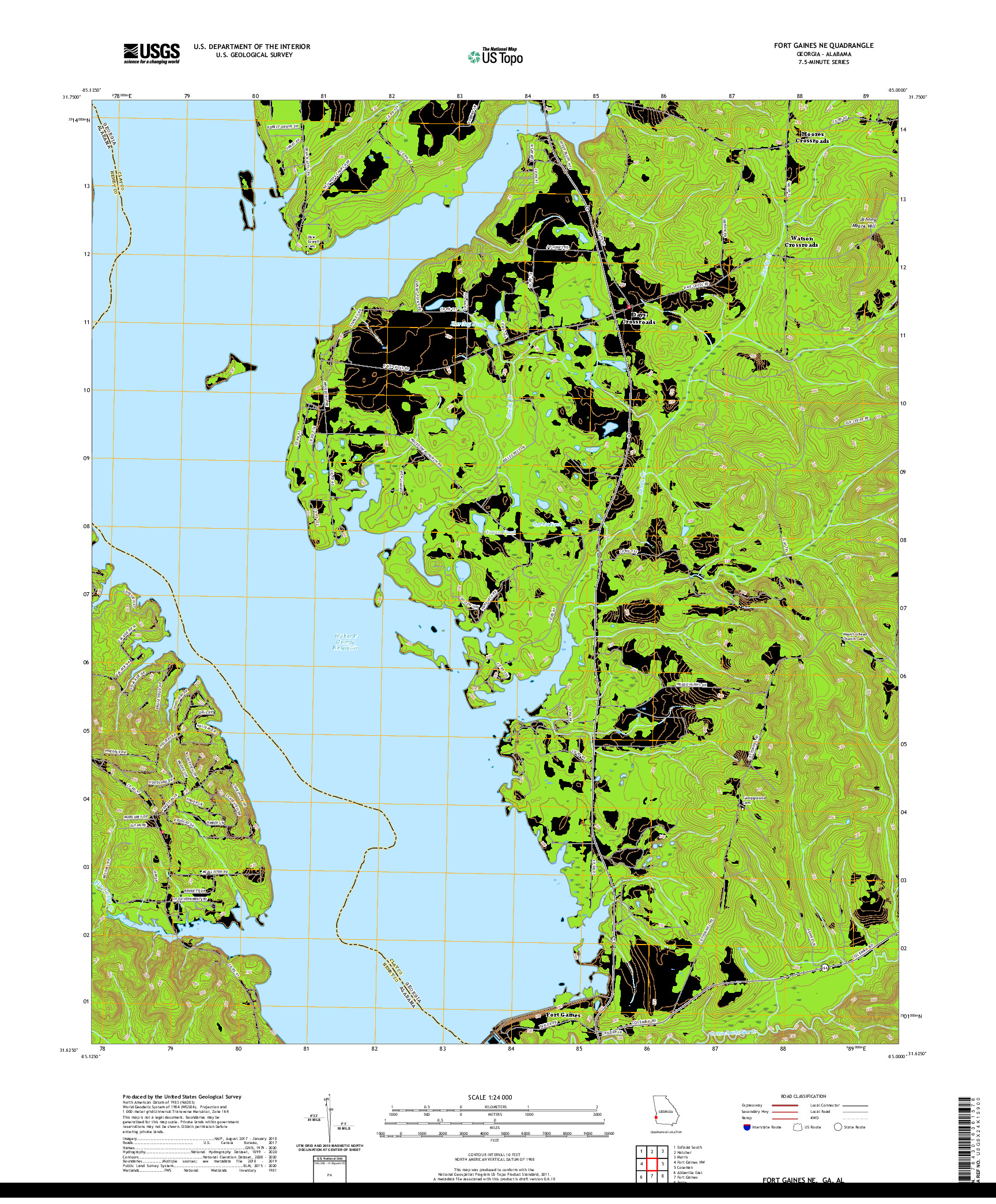 USGS US TOPO 7.5-MINUTE MAP FOR FORT GAINES NE, GA,AL 2020