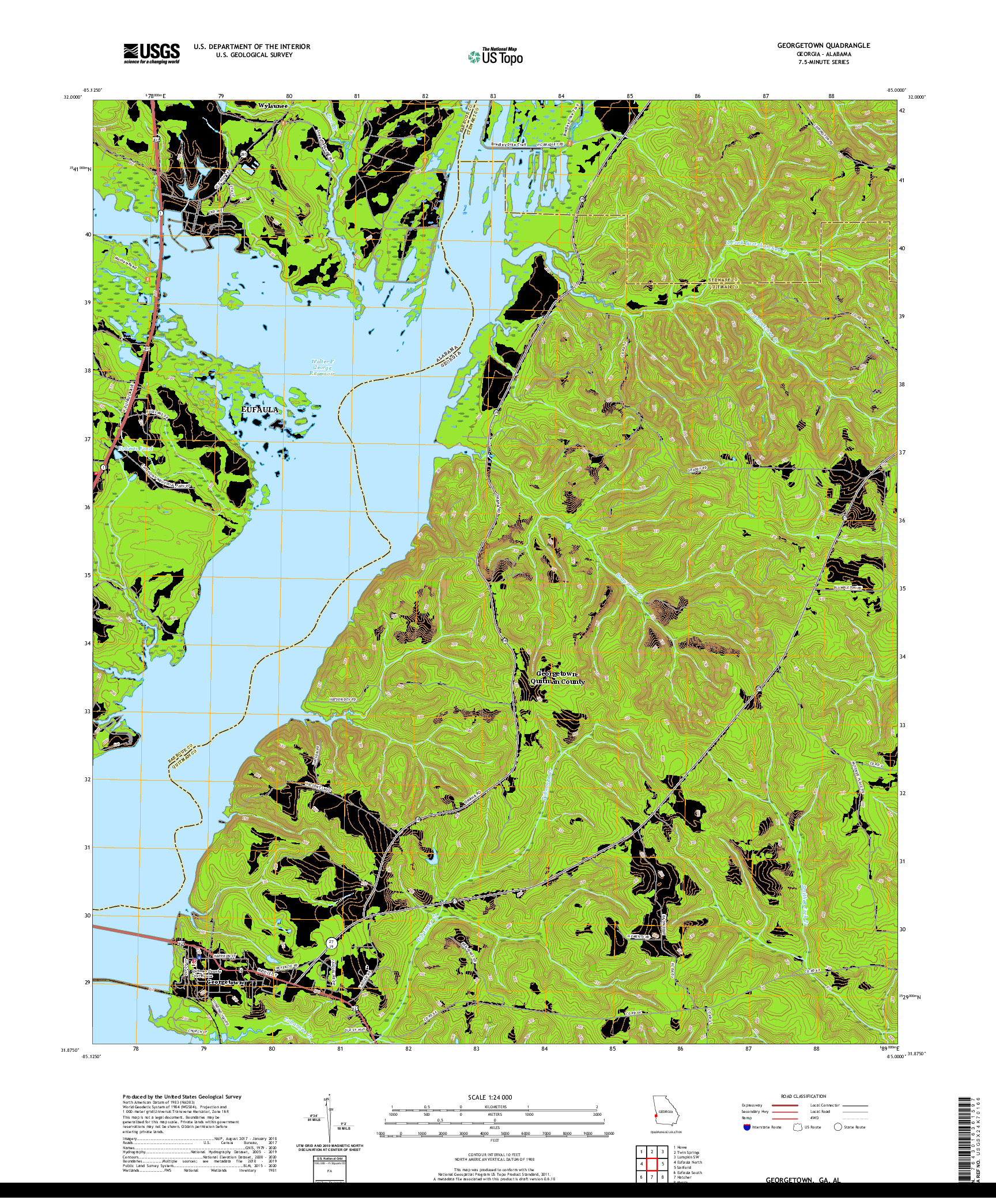 USGS US TOPO 7.5-MINUTE MAP FOR GEORGETOWN, GA,AL 2020