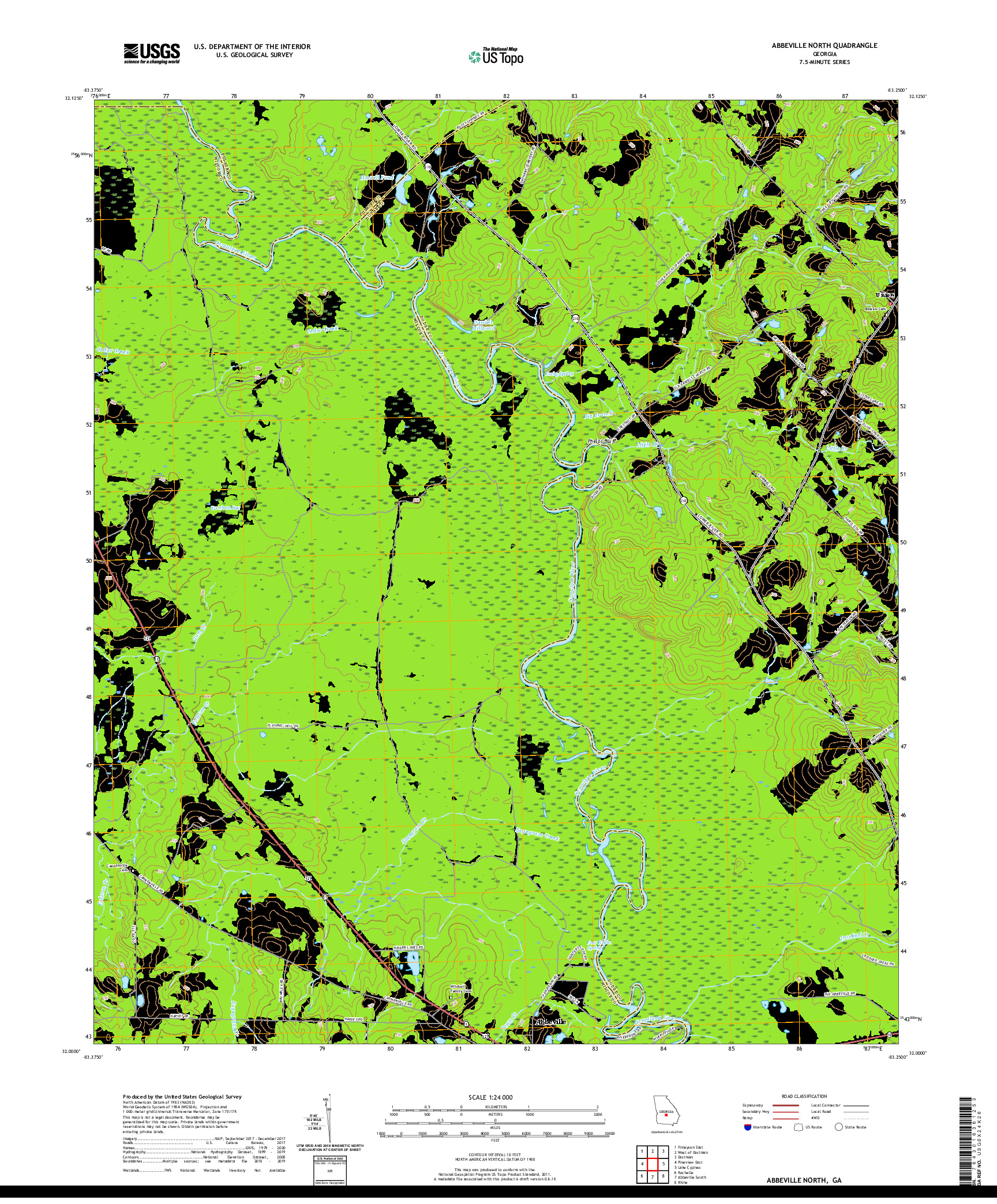 USGS US TOPO 7.5-MINUTE MAP FOR ABBEVILLE NORTH, GA 2020