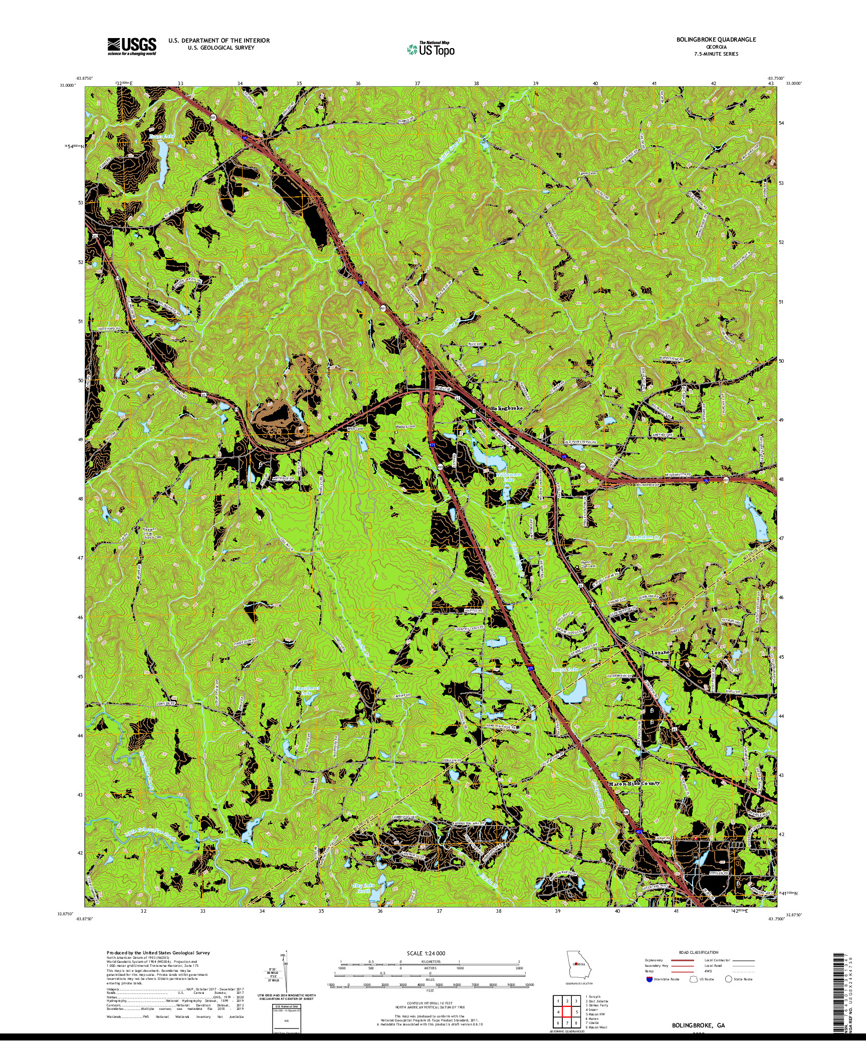 USGS US TOPO 7.5-MINUTE MAP FOR BOLINGBROKE, GA 2020