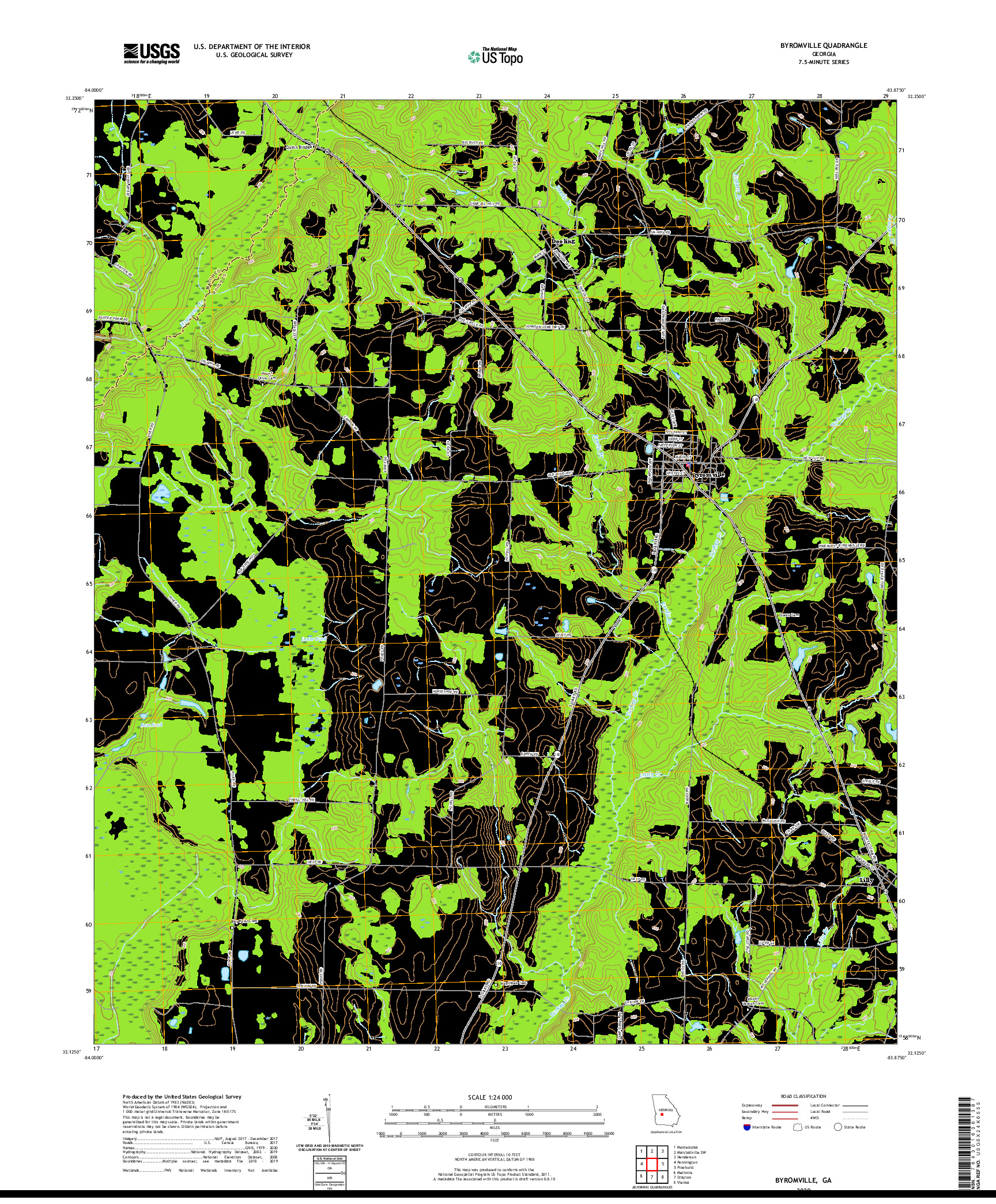 USGS US TOPO 7.5-MINUTE MAP FOR BYROMVILLE, GA 2020
