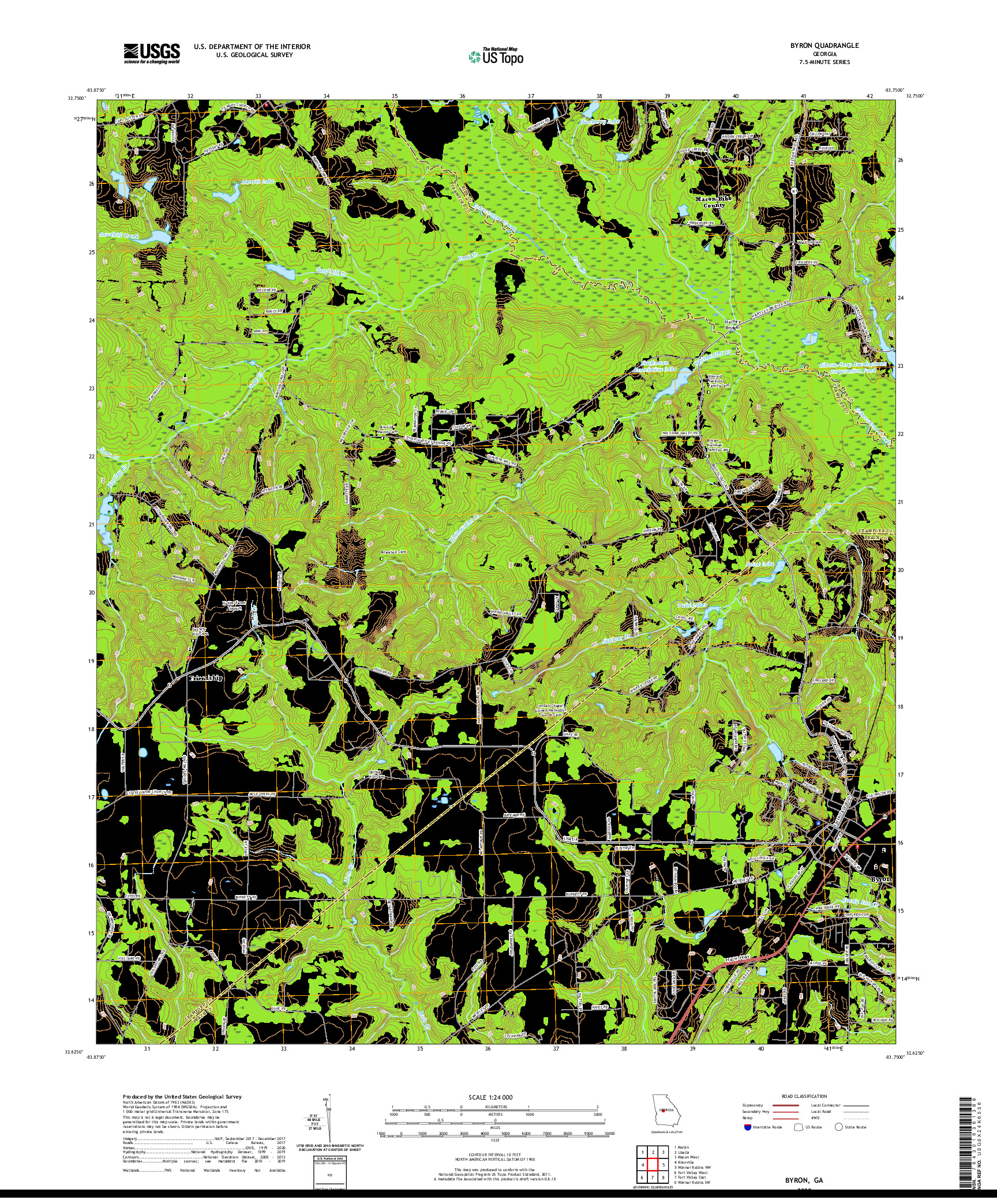 USGS US TOPO 7.5-MINUTE MAP FOR BYRON, GA 2020