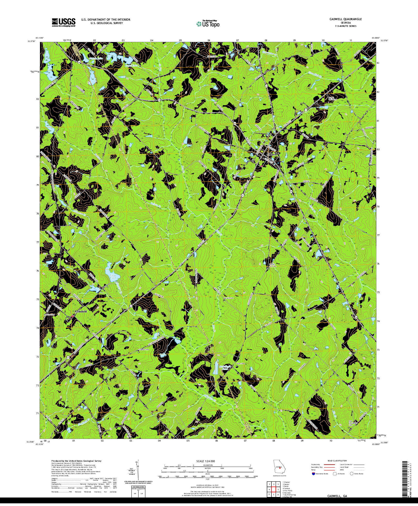 USGS US TOPO 7.5-MINUTE MAP FOR CADWELL, GA 2020