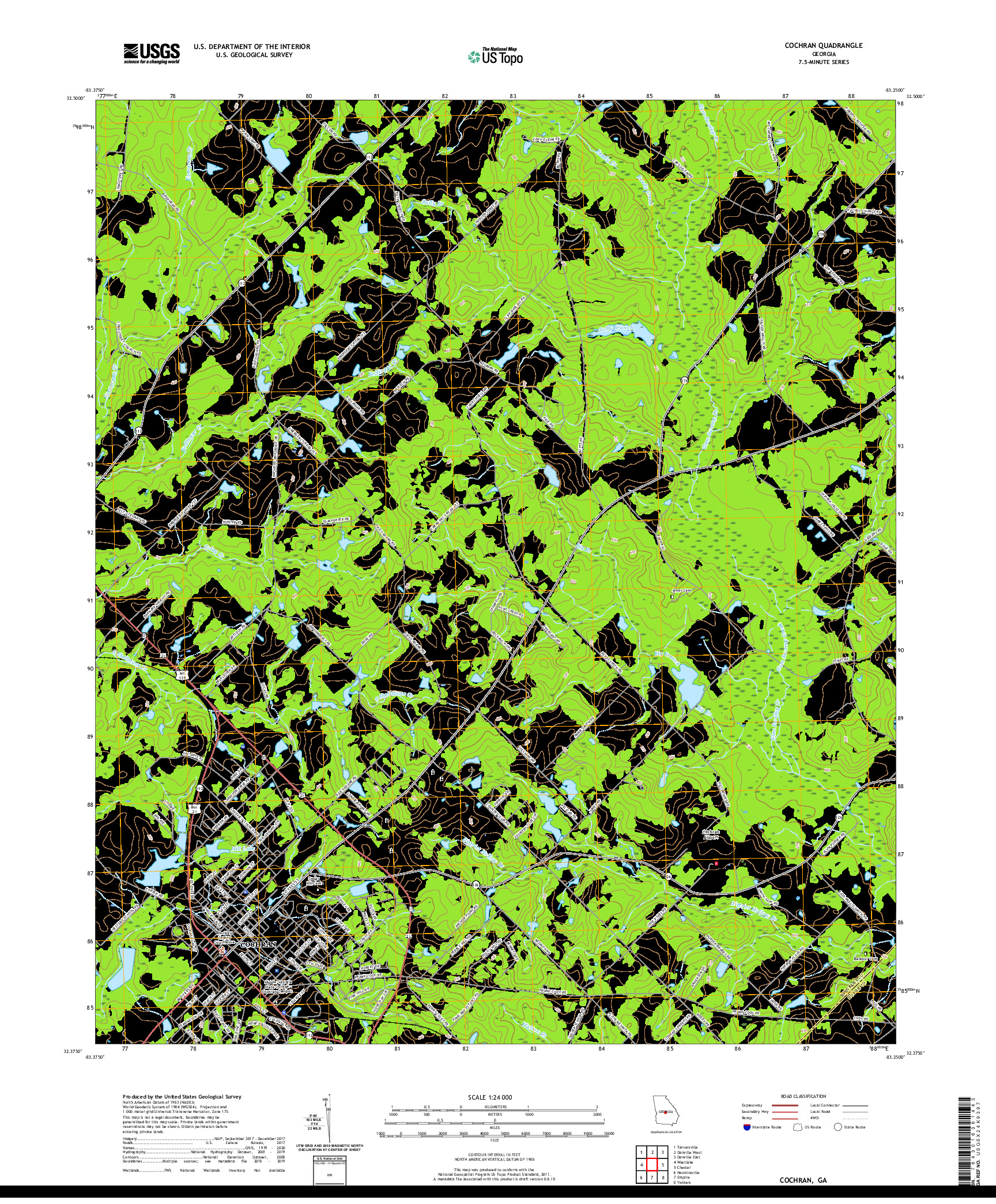 USGS US TOPO 7.5-MINUTE MAP FOR COCHRAN, GA 2020