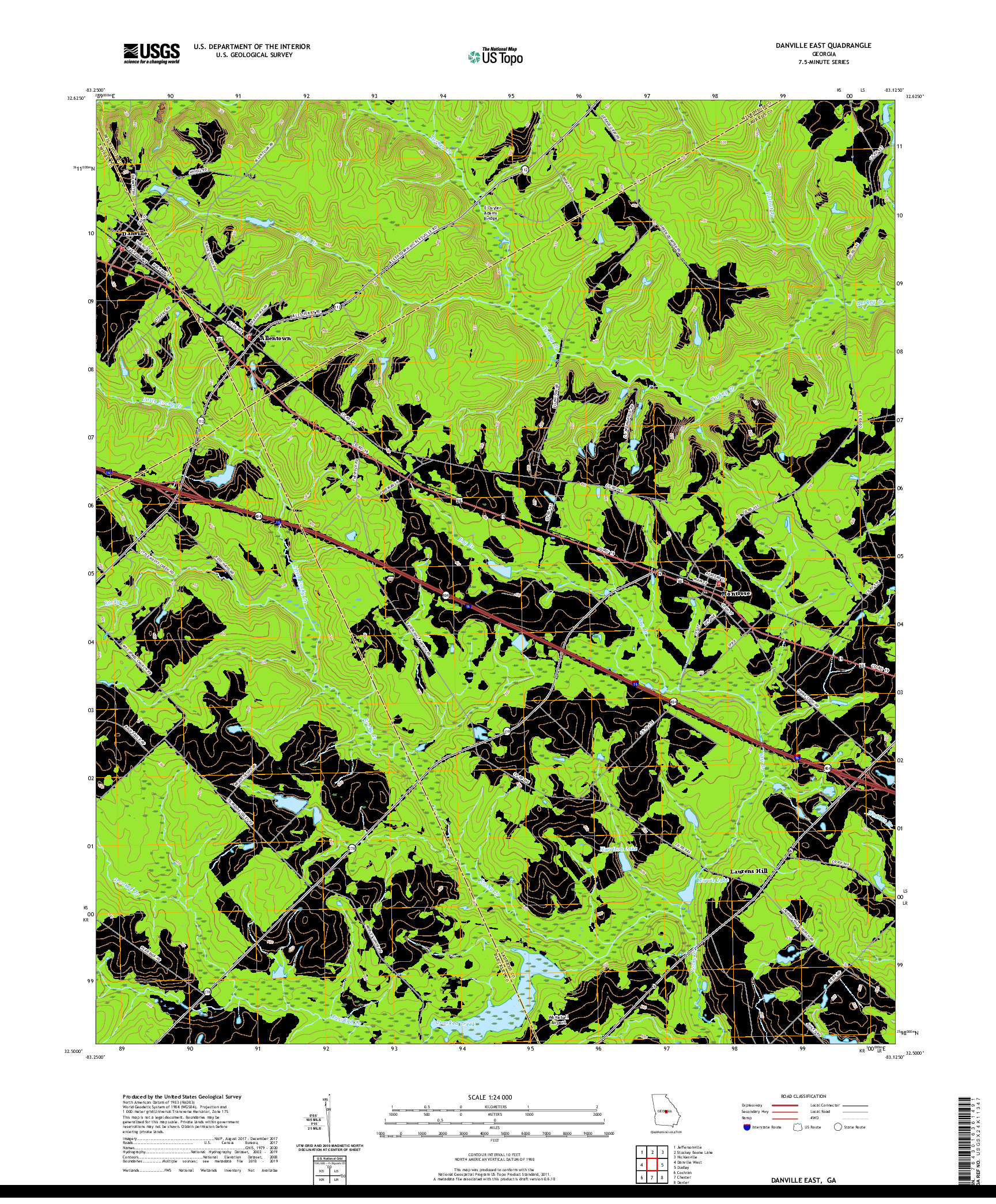 USGS US TOPO 7.5-MINUTE MAP FOR DANVILLE EAST, GA 2020