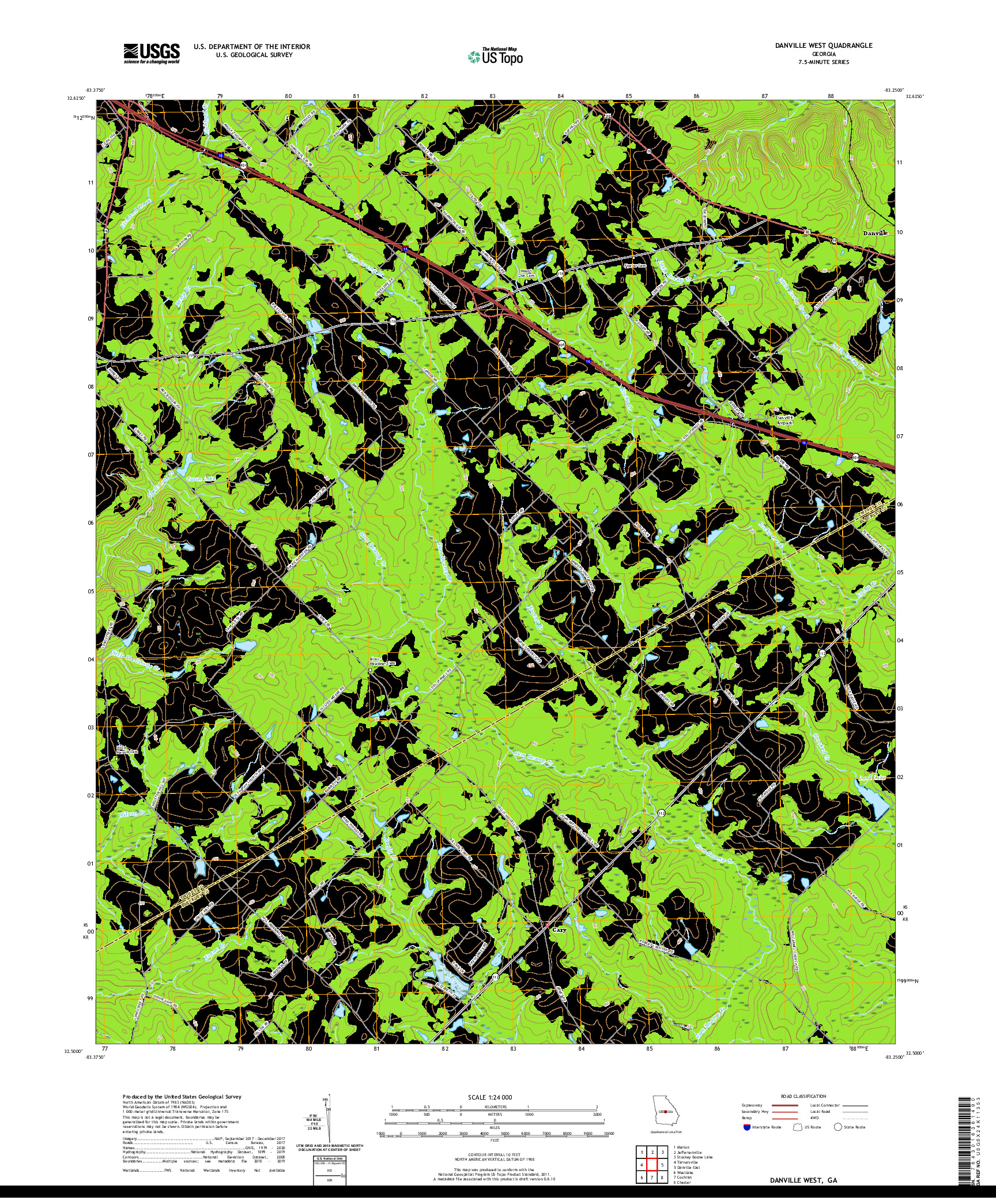 USGS US TOPO 7.5-MINUTE MAP FOR DANVILLE WEST, GA 2020