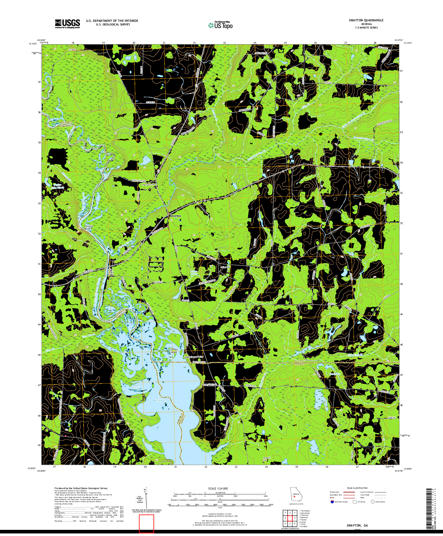 USGS US TOPO 7.5-MINUTE MAP FOR DRAYTON, GA 2020