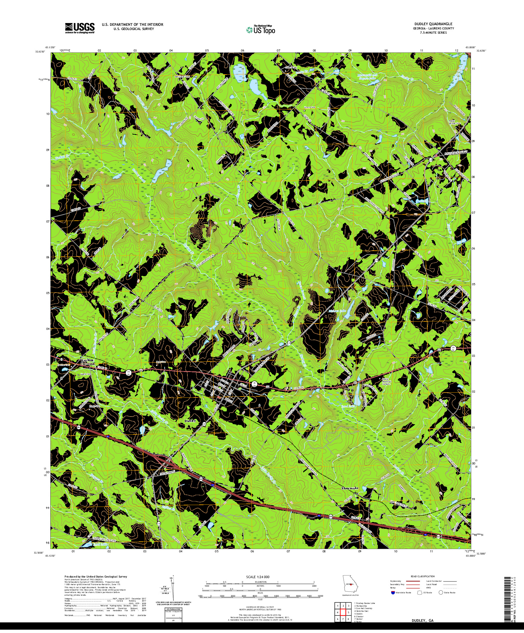 USGS US TOPO 7.5-MINUTE MAP FOR DUDLEY, GA 2020