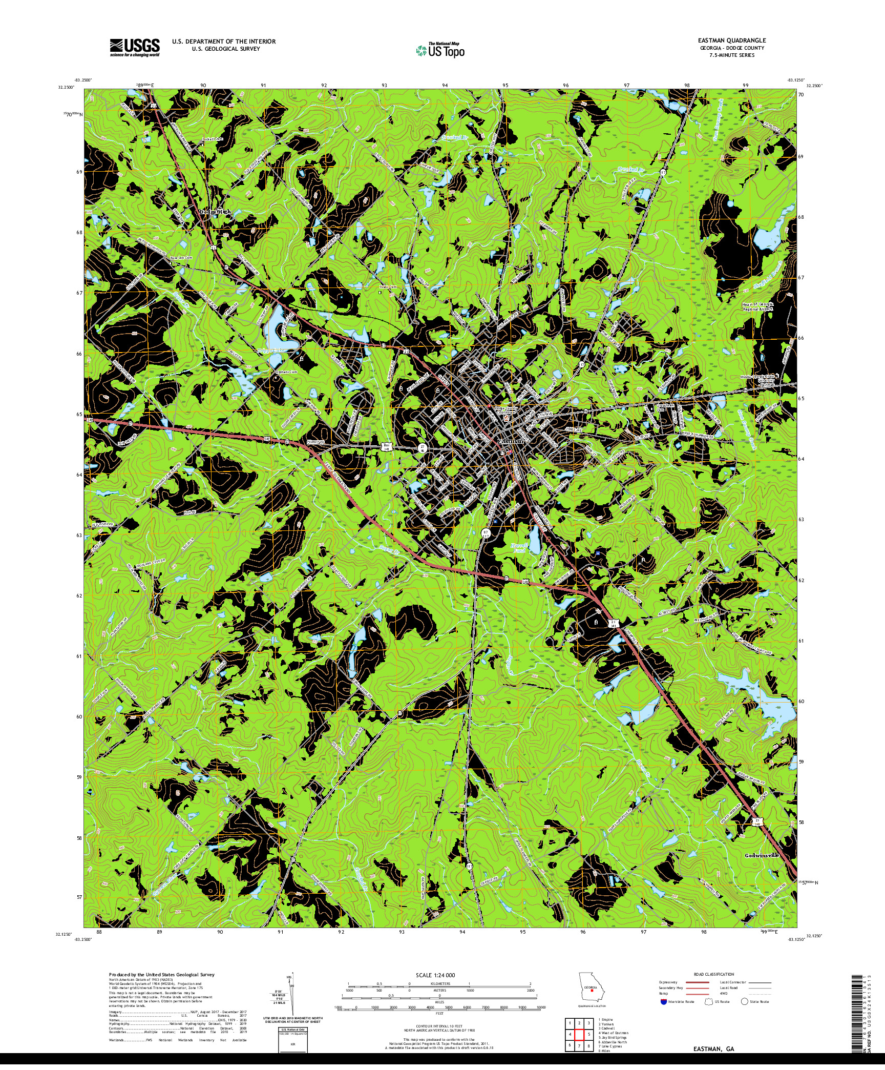 USGS US TOPO 7.5-MINUTE MAP FOR EASTMAN, GA 2020