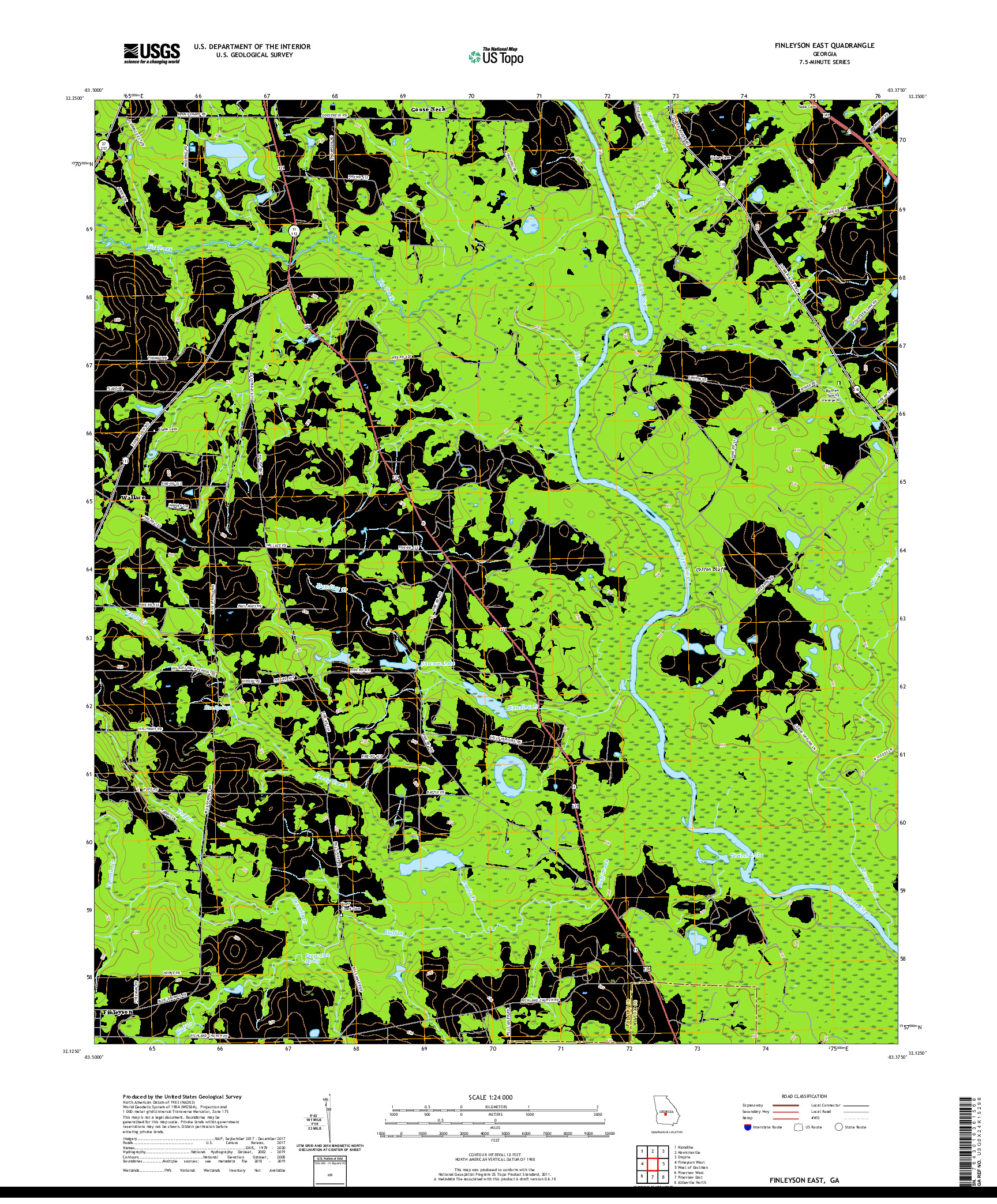 USGS US TOPO 7.5-MINUTE MAP FOR FINLEYSON EAST, GA 2020
