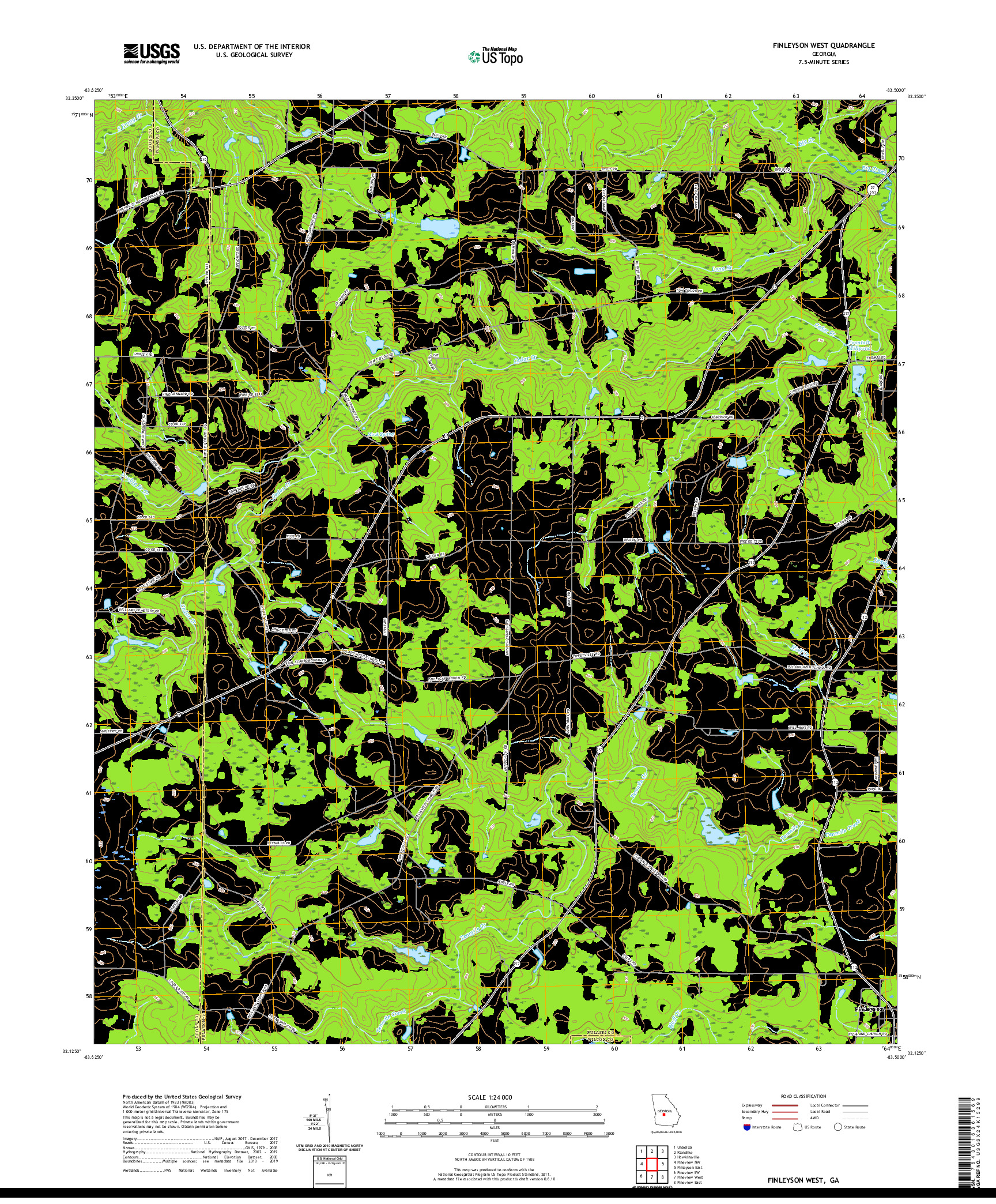 USGS US TOPO 7.5-MINUTE MAP FOR FINLEYSON WEST, GA 2020