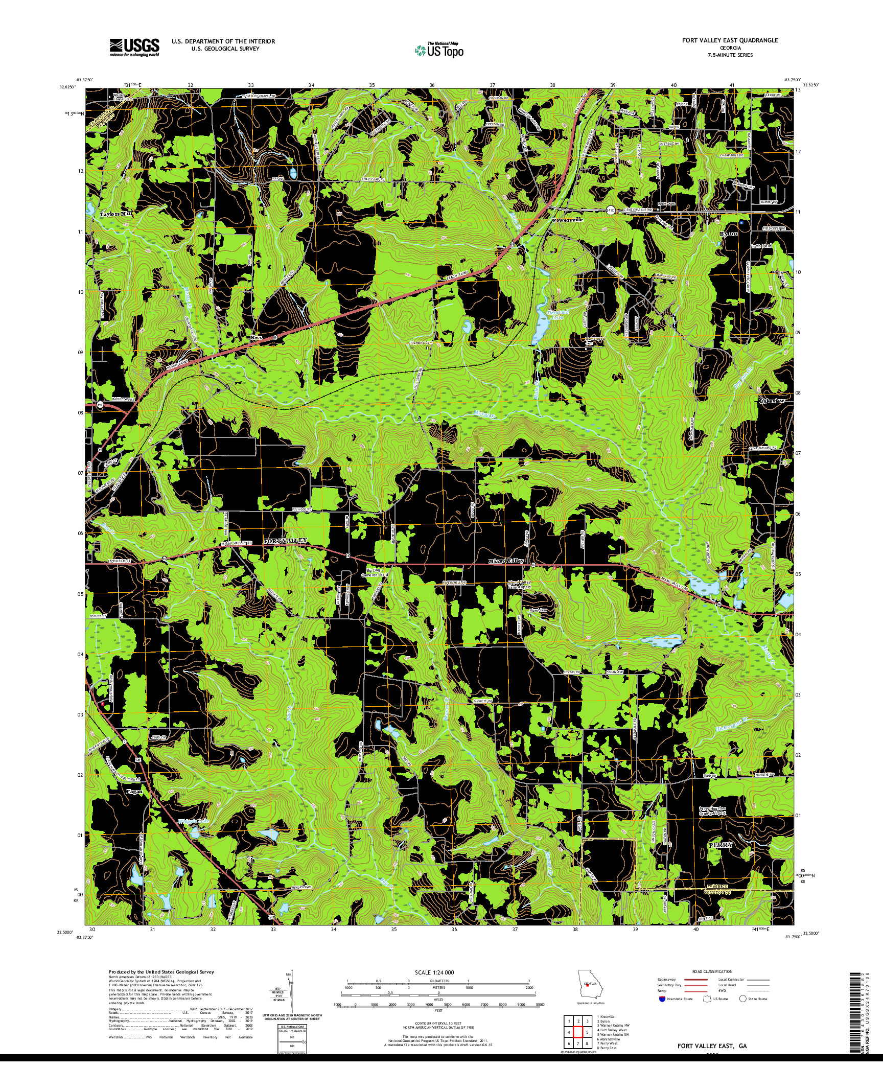 USGS US TOPO 7.5-MINUTE MAP FOR FORT VALLEY EAST, GA 2020