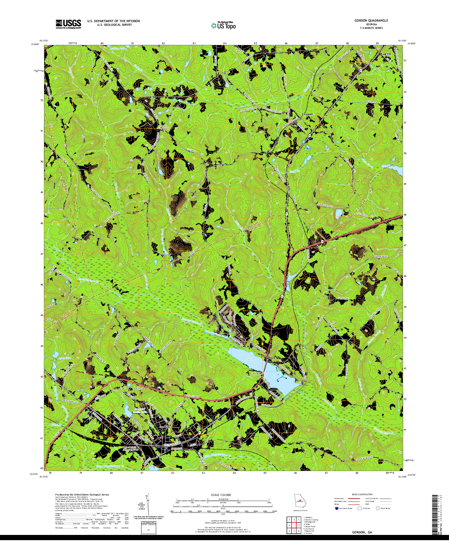 USGS US TOPO 7.5-MINUTE MAP FOR GORDON, GA 2020
