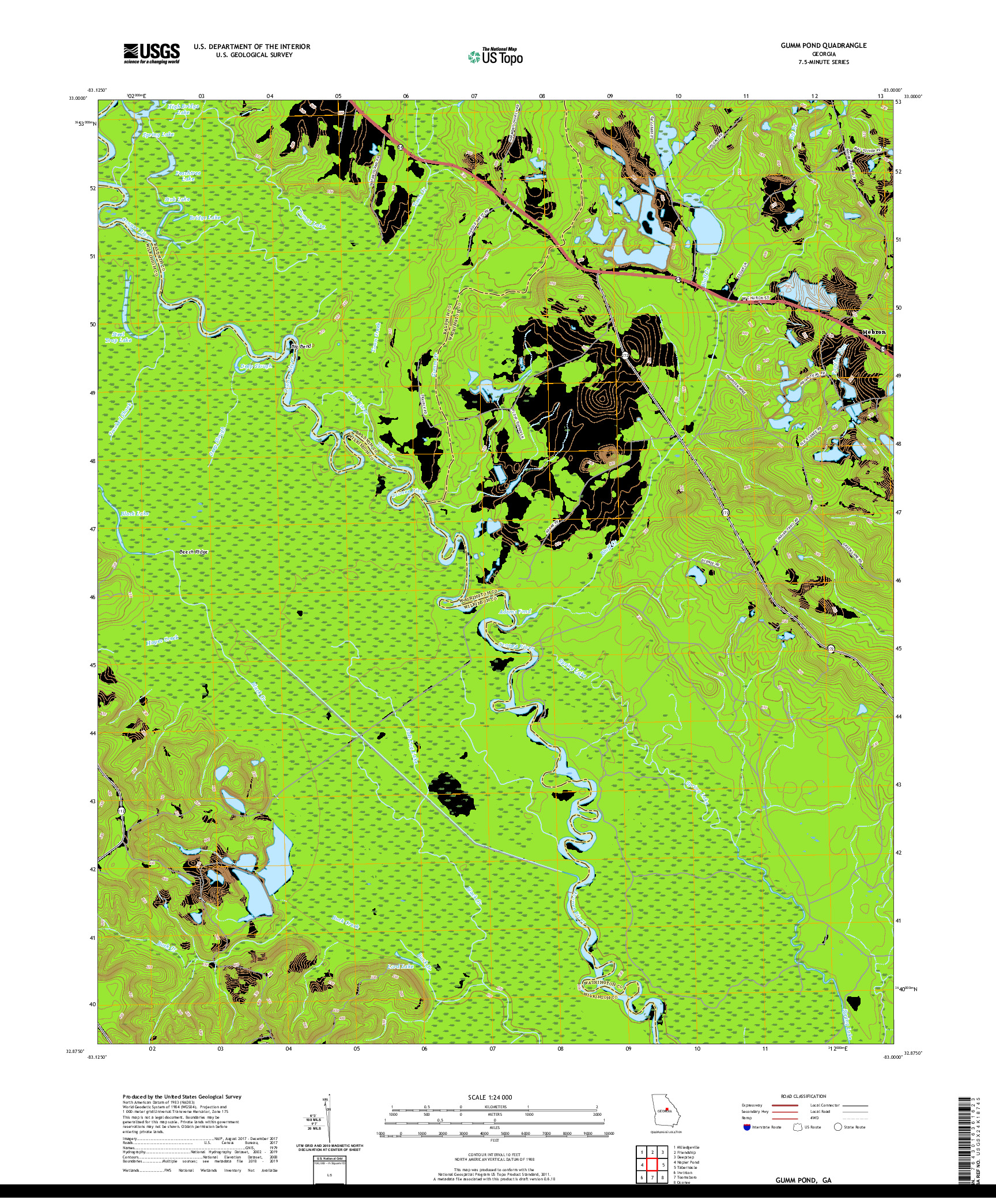 USGS US TOPO 7.5-MINUTE MAP FOR GUMM POND, GA 2020