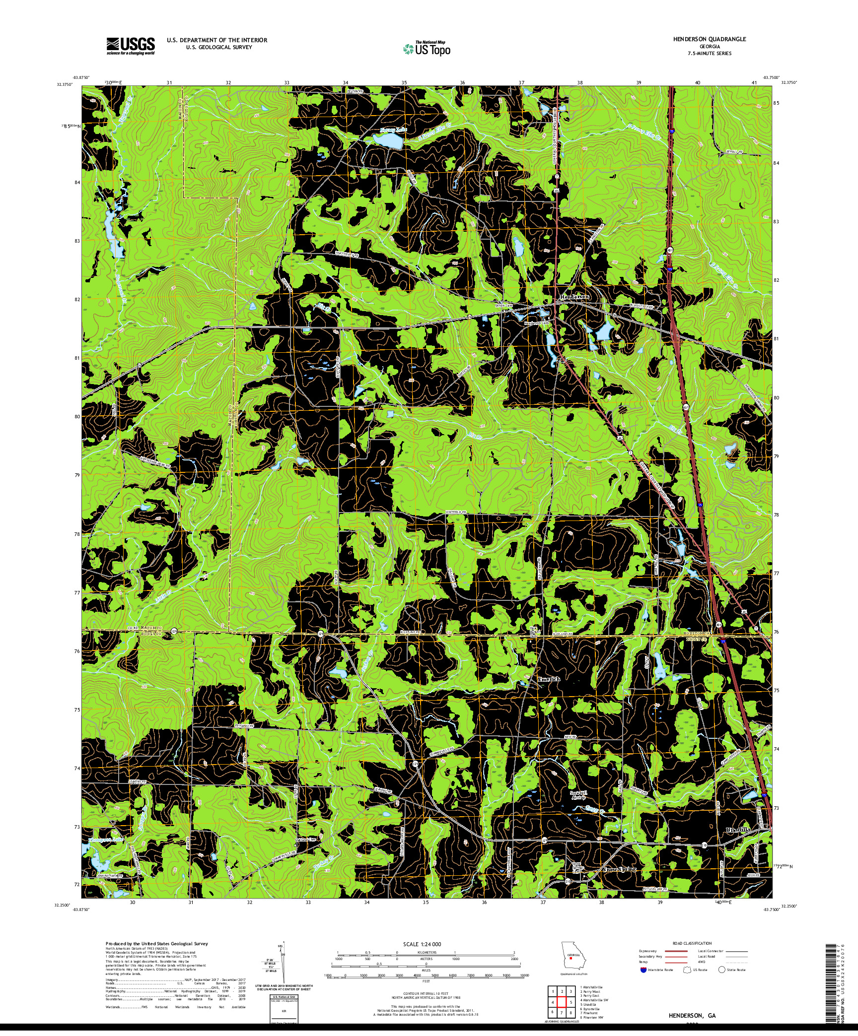 USGS US TOPO 7.5-MINUTE MAP FOR HENDERSON, GA 2020