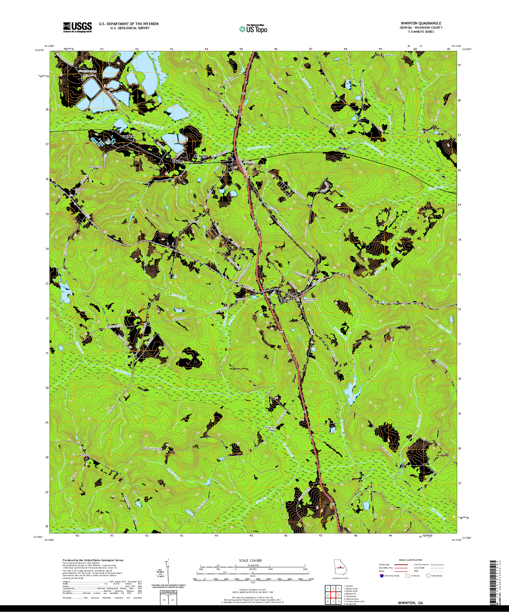 USGS US TOPO 7.5-MINUTE MAP FOR IRWINTON, GA 2020