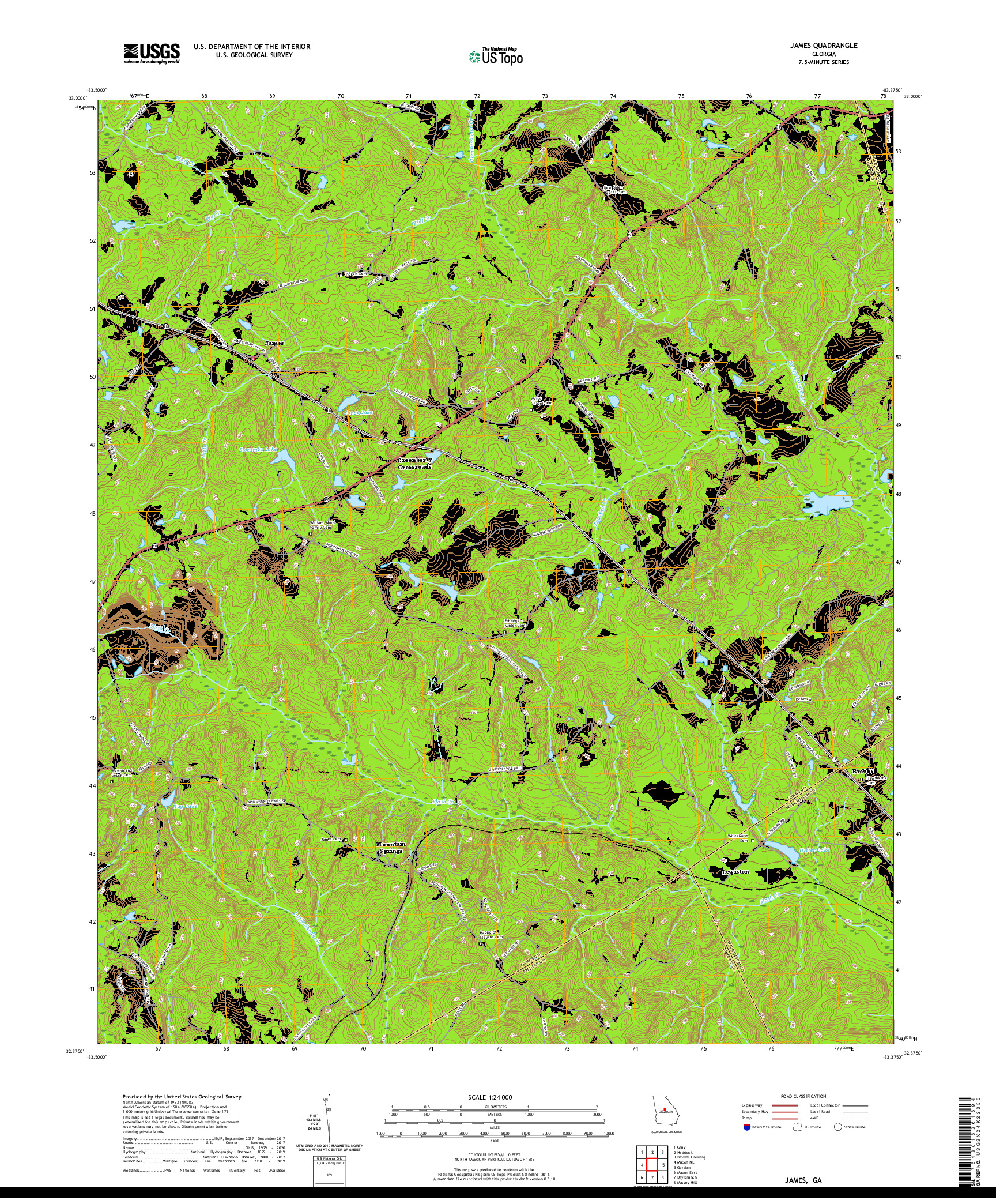 USGS US TOPO 7.5-MINUTE MAP FOR JAMES, GA 2020