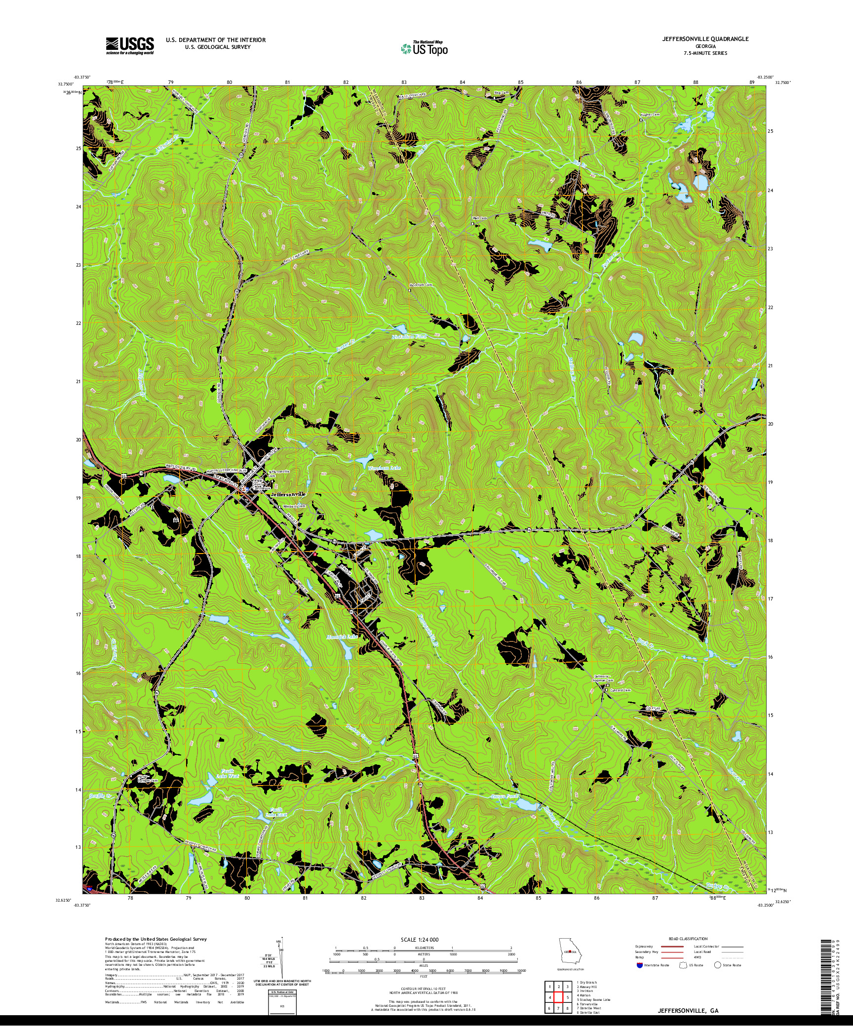 USGS US TOPO 7.5-MINUTE MAP FOR JEFFERSONVILLE, GA 2020