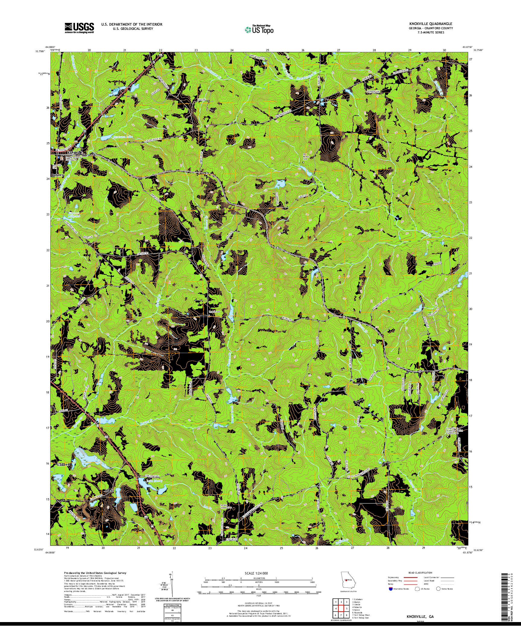 USGS US TOPO 7.5-MINUTE MAP FOR KNOXVILLE, GA 2020