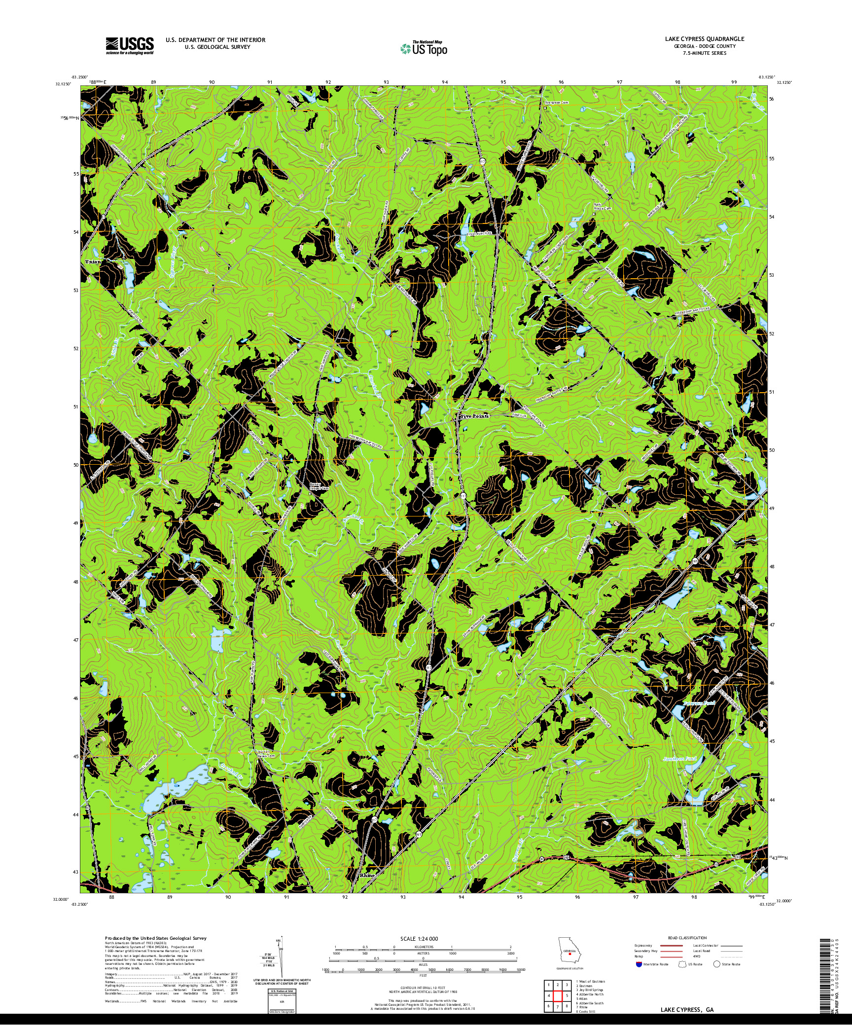 USGS US TOPO 7.5-MINUTE MAP FOR LAKE CYPRESS, GA 2020