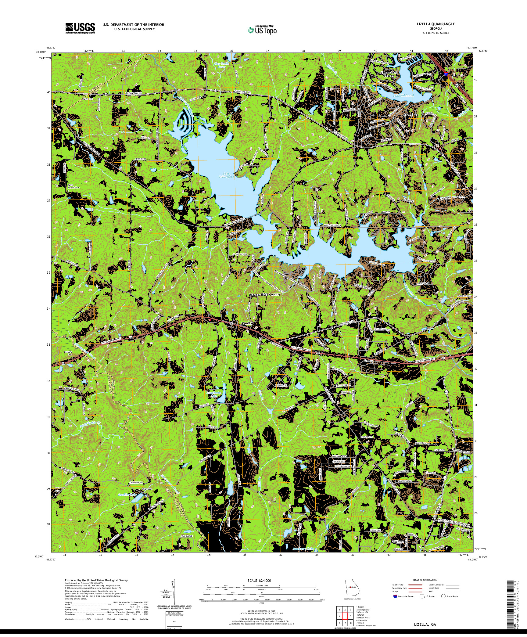 USGS US TOPO 7.5-MINUTE MAP FOR LIZELLA, GA 2020