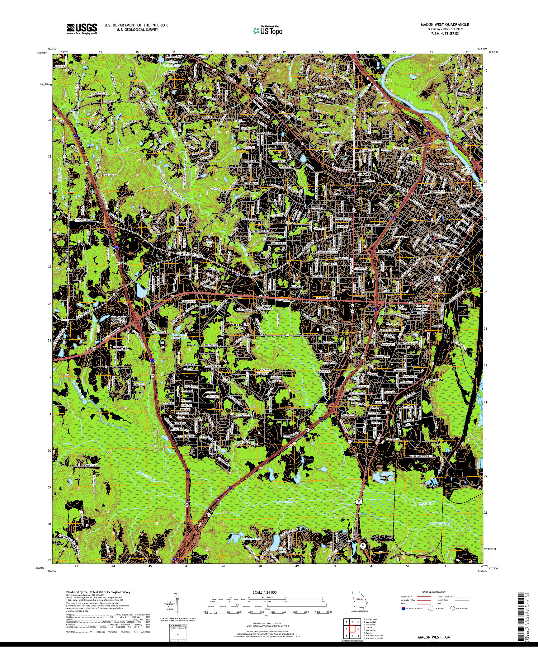 USGS US TOPO 7.5-MINUTE MAP FOR MACON WEST, GA 2020