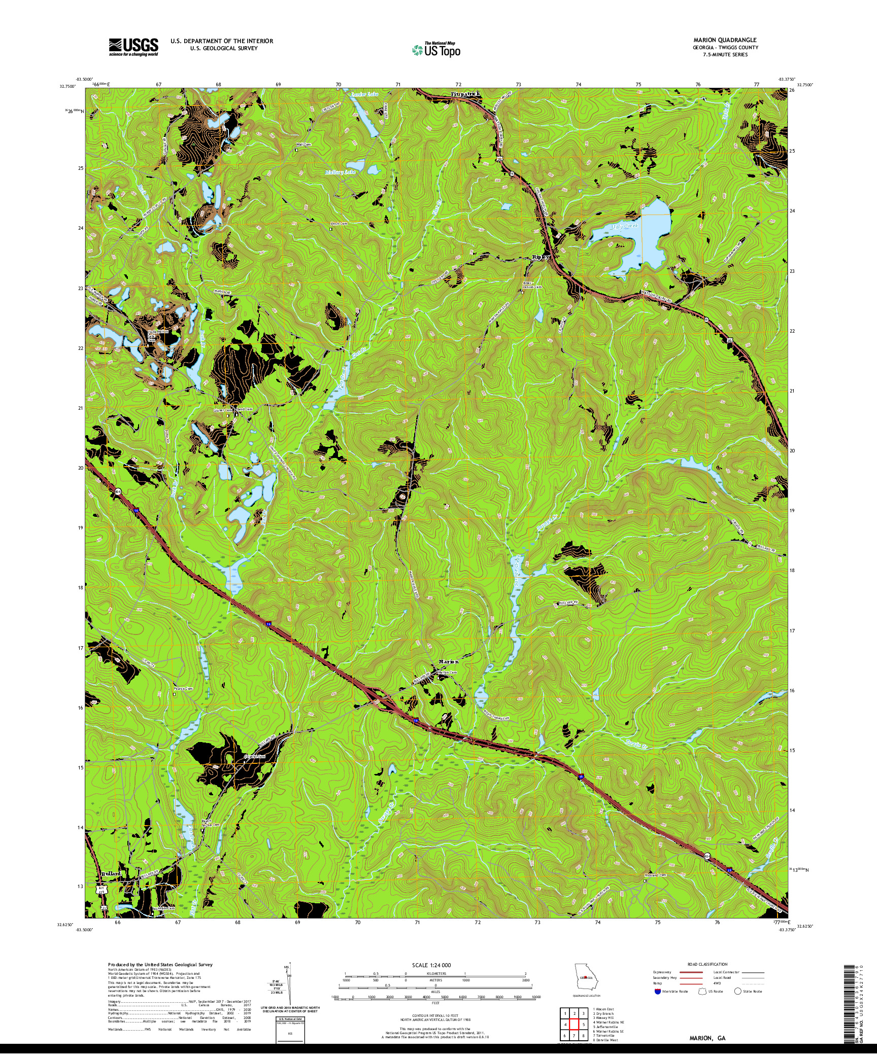 USGS US TOPO 7.5-MINUTE MAP FOR MARION, GA 2020