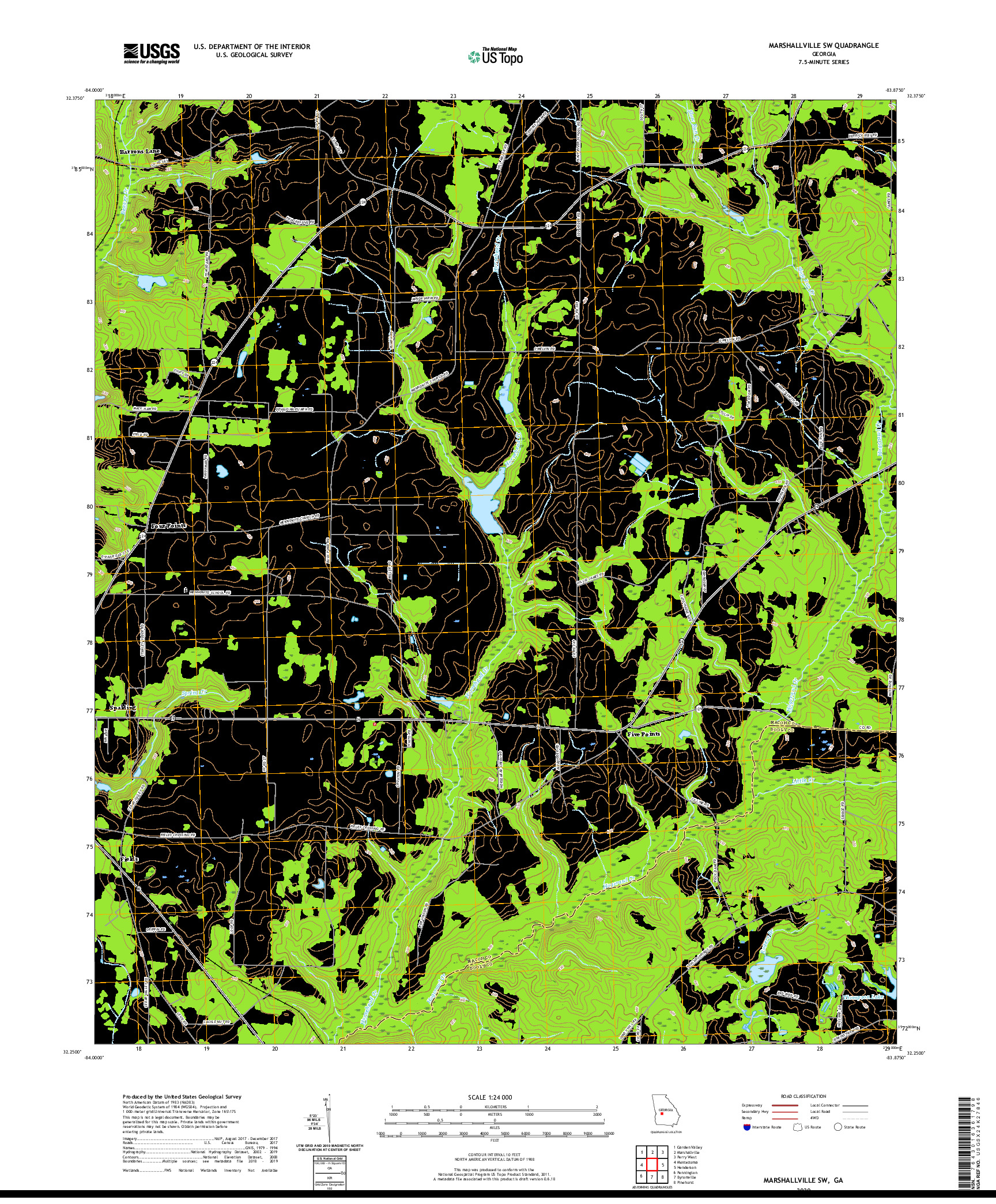 USGS US TOPO 7.5-MINUTE MAP FOR MARSHALLVILLE SW, GA 2020