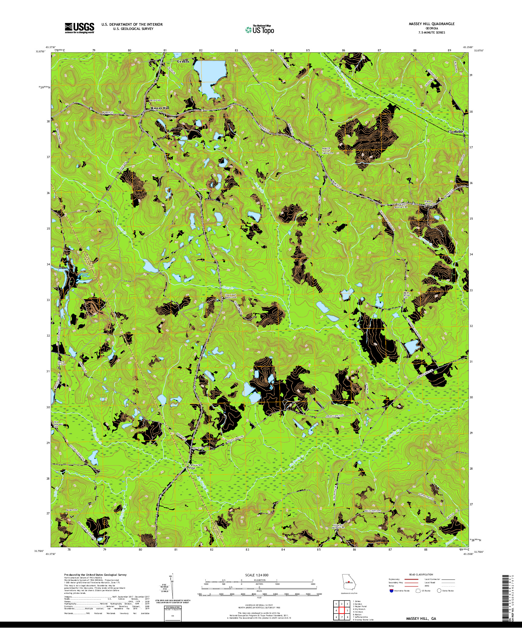 USGS US TOPO 7.5-MINUTE MAP FOR MASSEY HILL, GA 2020