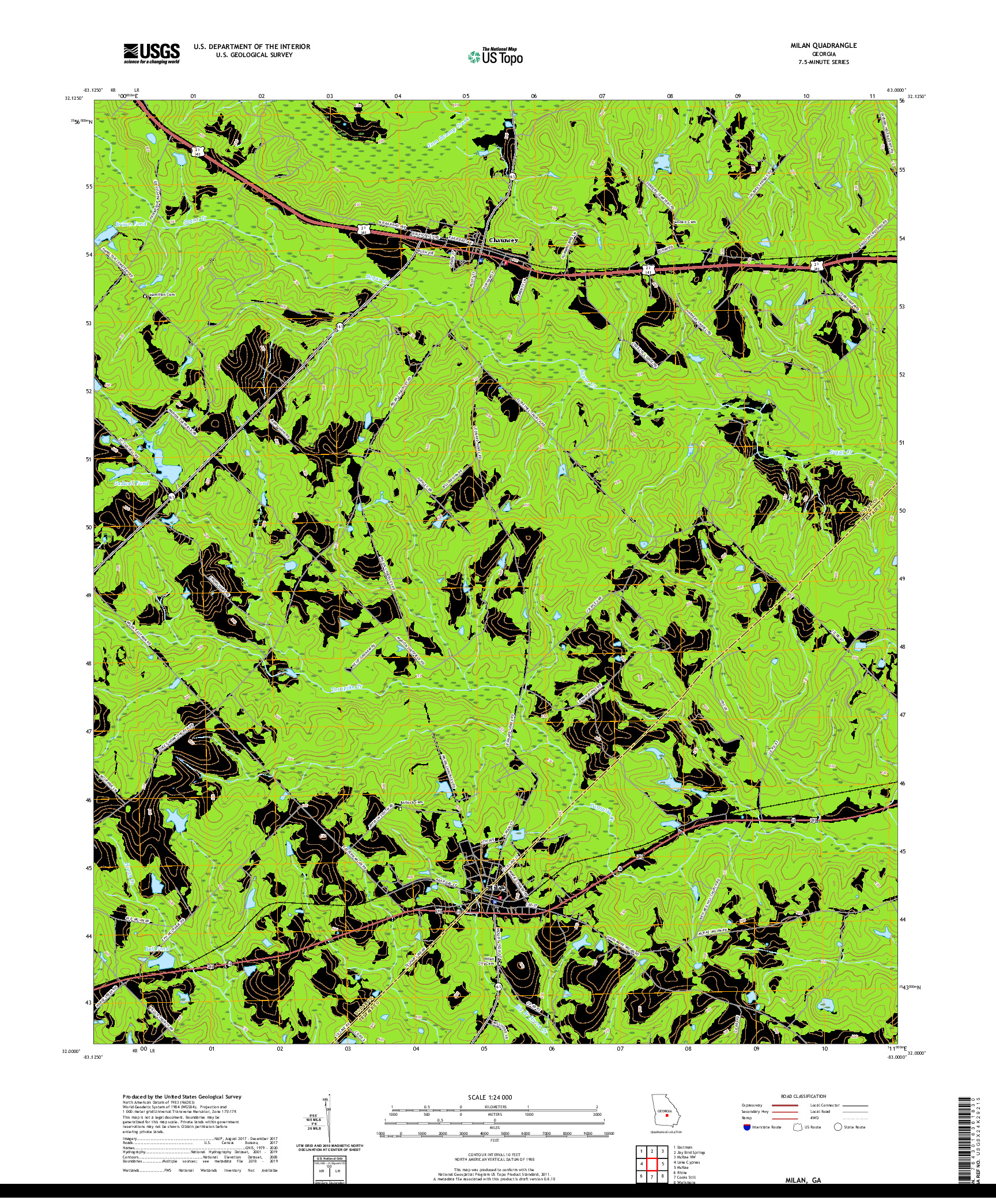 USGS US TOPO 7.5-MINUTE MAP FOR MILAN, GA 2020