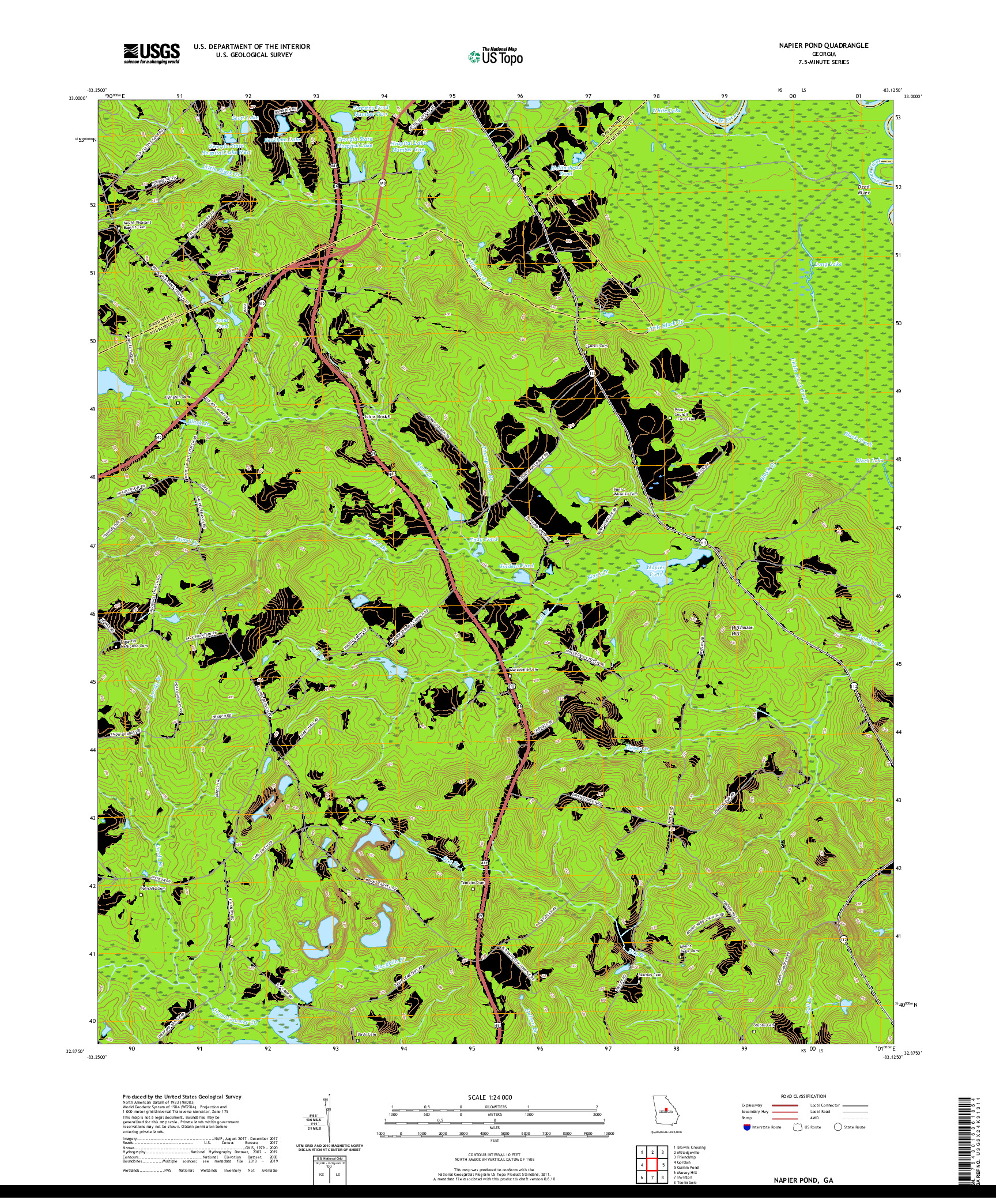 USGS US TOPO 7.5-MINUTE MAP FOR NAPIER POND, GA 2020