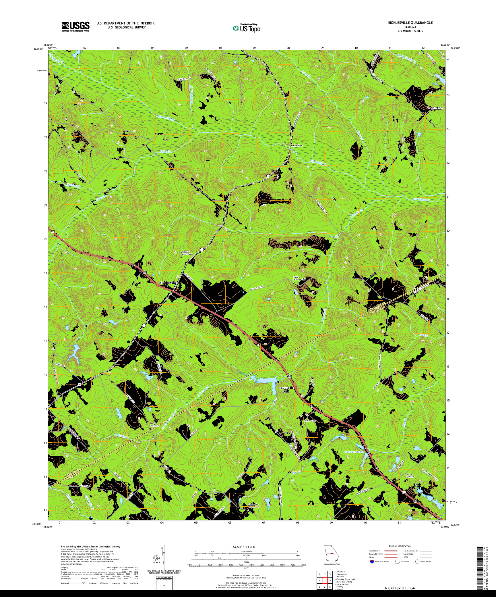 USGS US TOPO 7.5-MINUTE MAP FOR NICKLESVILLE, GA 2020