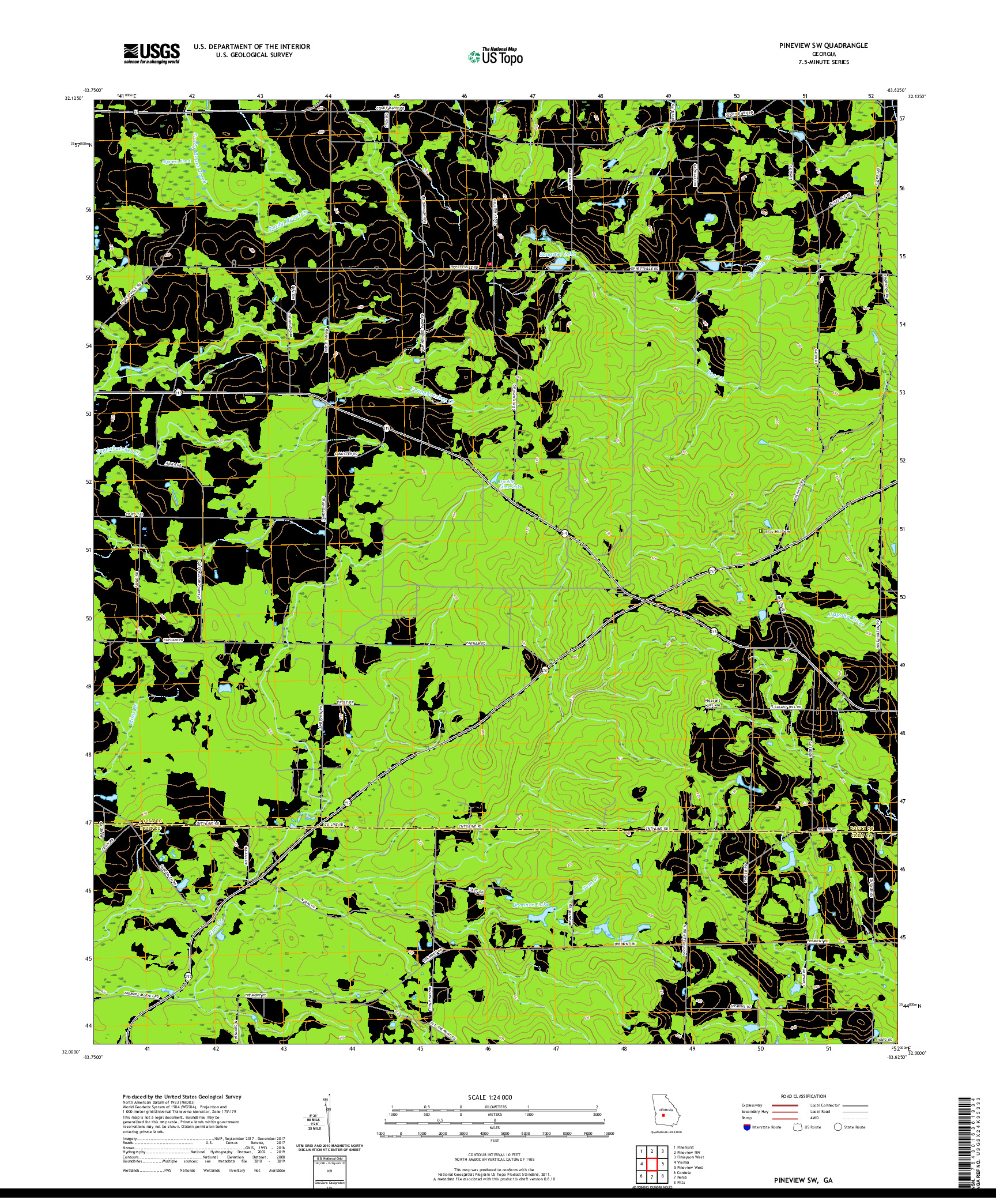 USGS US TOPO 7.5-MINUTE MAP FOR PINEVIEW SW, GA 2020