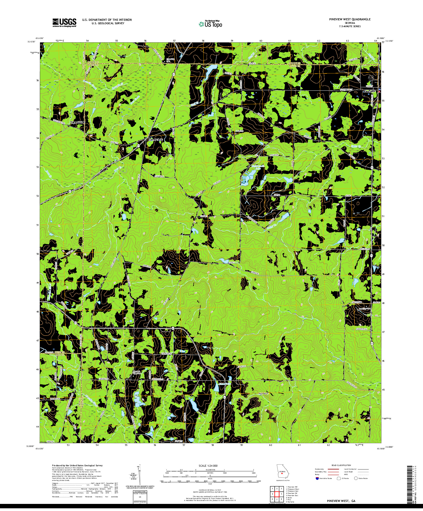 USGS US TOPO 7.5-MINUTE MAP FOR PINEVIEW WEST, GA 2020
