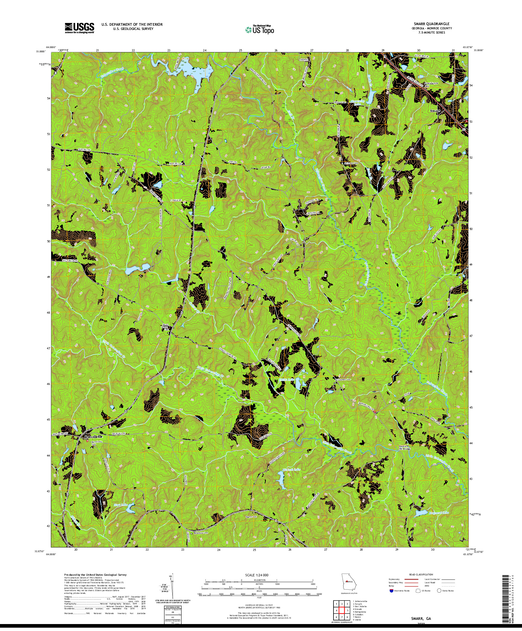 USGS US TOPO 7.5-MINUTE MAP FOR SMARR, GA 2020