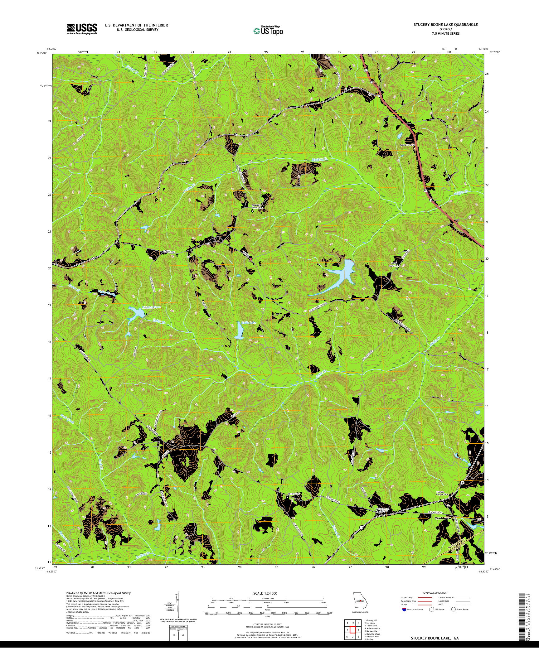 USGS US TOPO 7.5-MINUTE MAP FOR STUCKEY BOONE LAKE, GA 2020