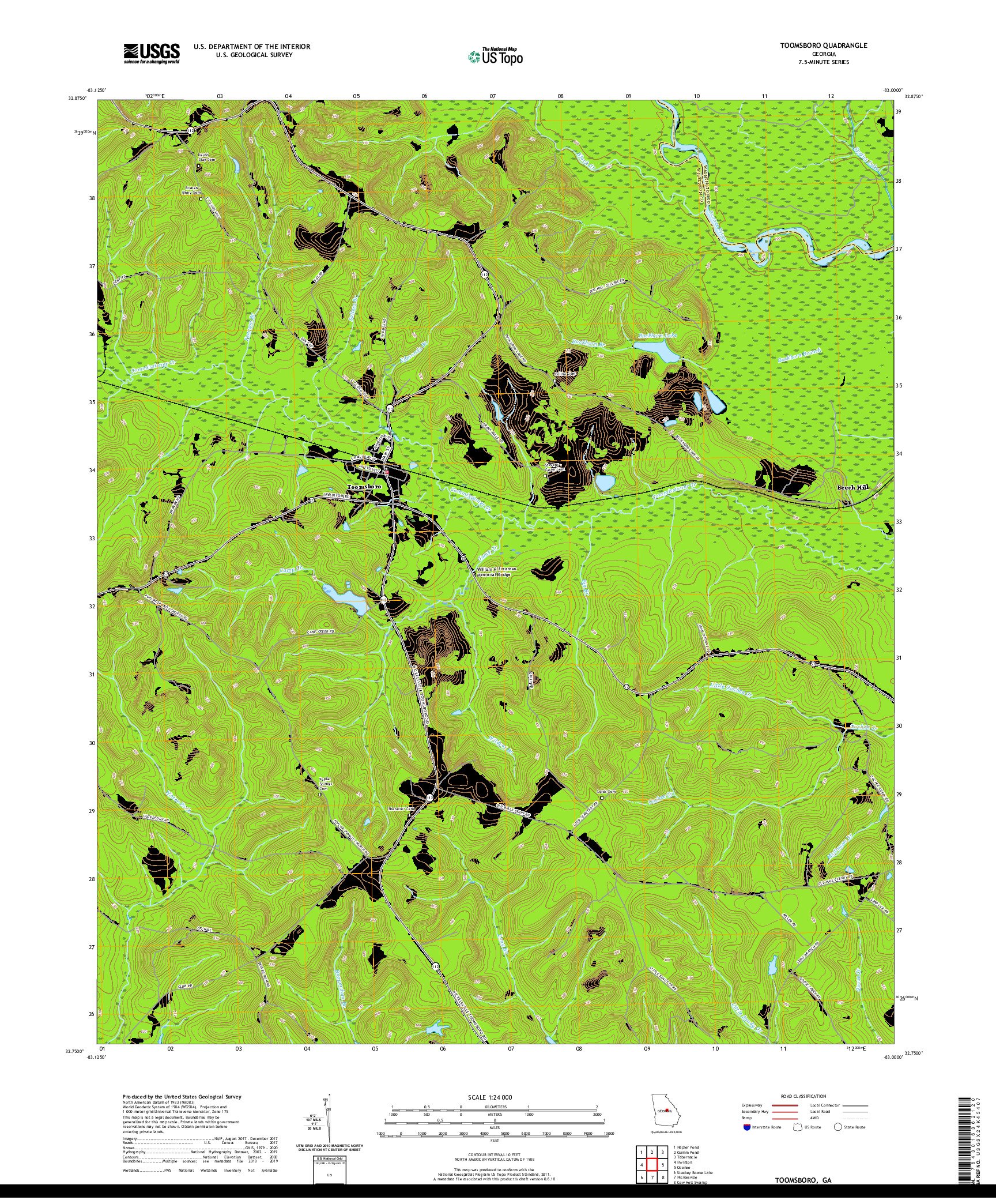 USGS US TOPO 7.5-MINUTE MAP FOR TOOMSBORO, GA 2020