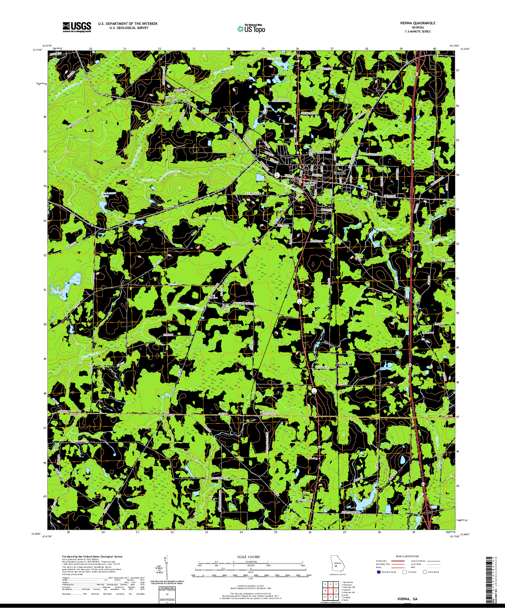 USGS US TOPO 7.5-MINUTE MAP FOR VIENNA, GA 2020