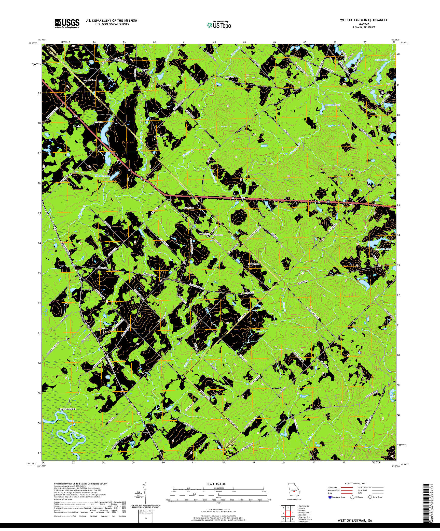 USGS US TOPO 7.5-MINUTE MAP FOR WEST OF EASTMAN, GA 2020