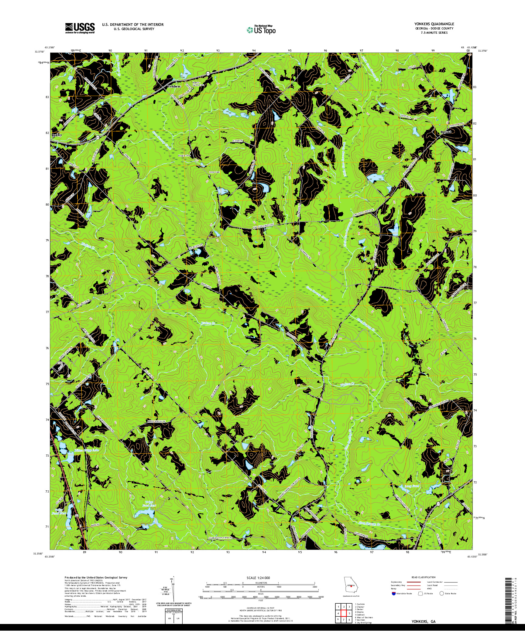 USGS US TOPO 7.5-MINUTE MAP FOR YONKERS, GA 2020