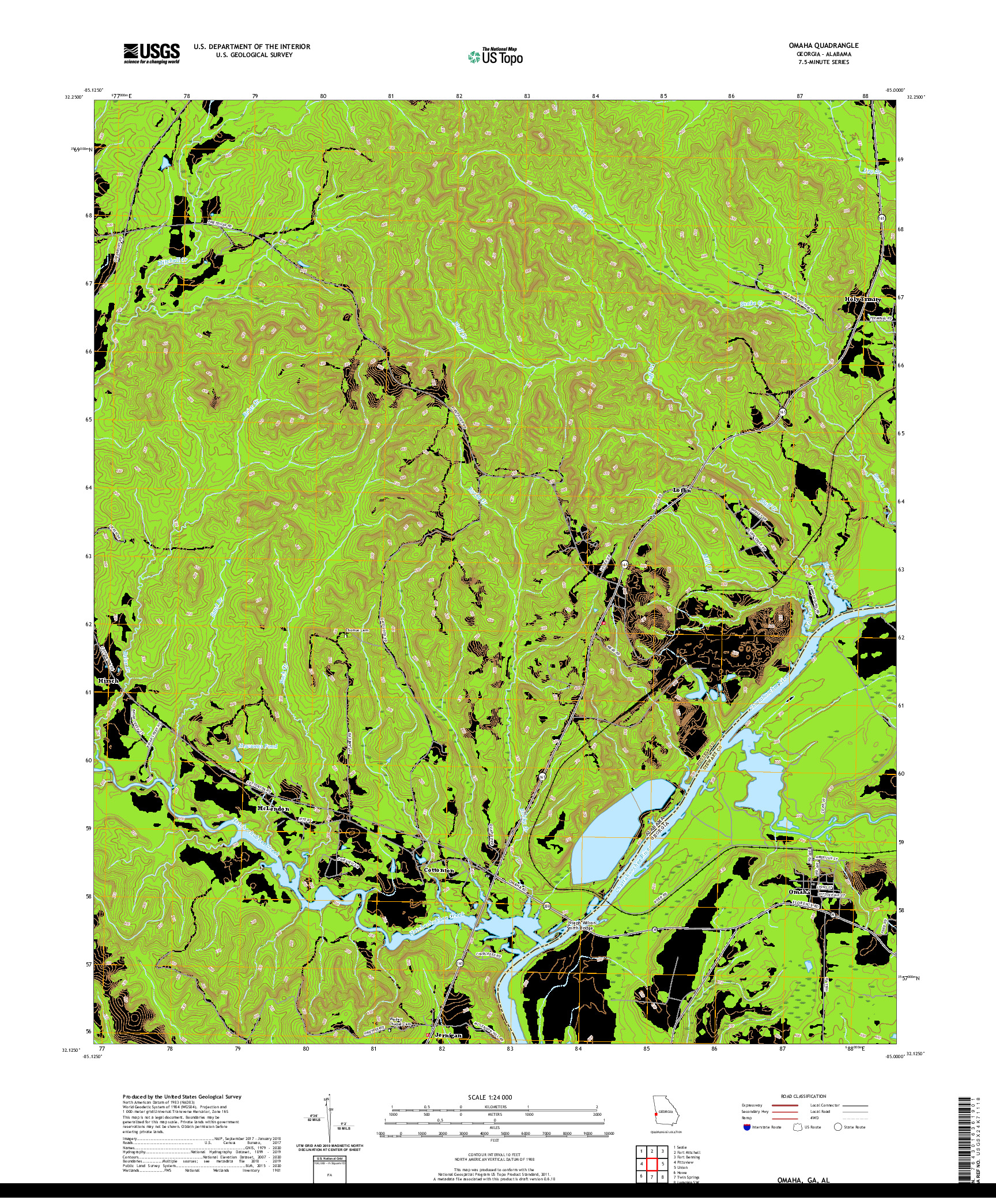 USGS US TOPO 7.5-MINUTE MAP FOR OMAHA, GA,AL 2020