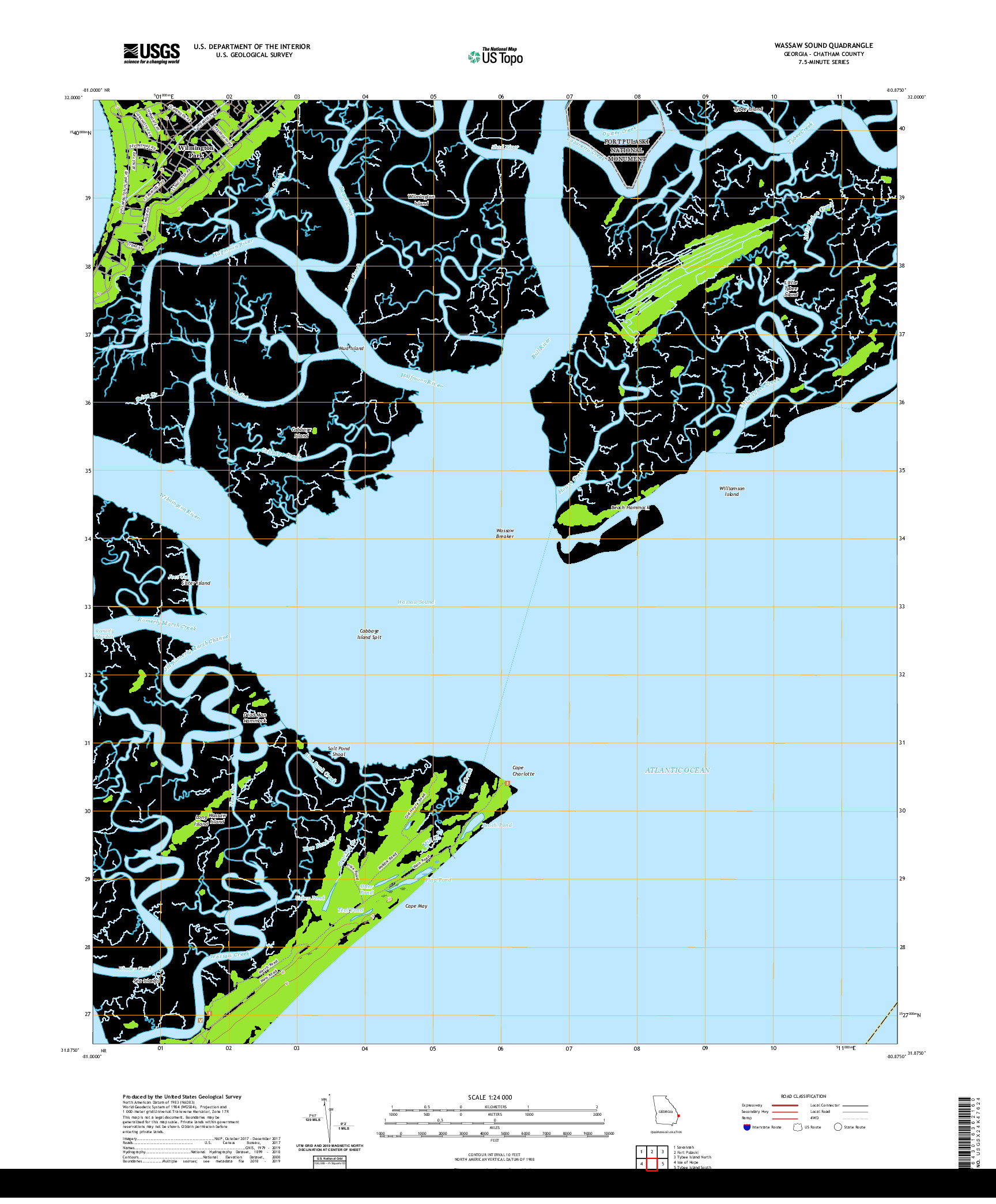 USGS US TOPO 7.5-MINUTE MAP FOR WASSAW SOUND, GA 2020