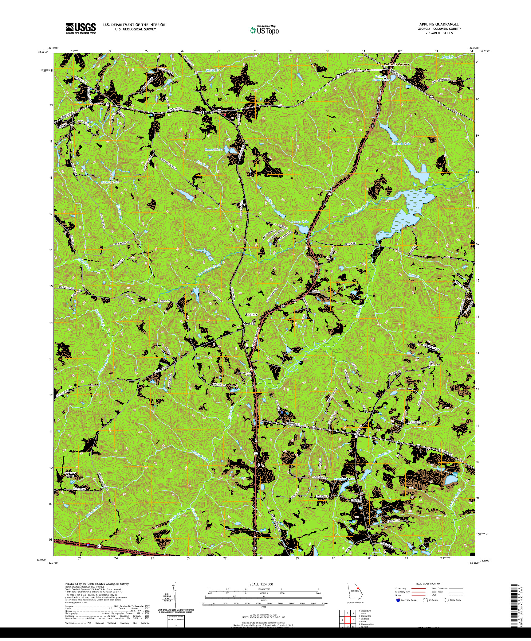 USGS US TOPO 7.5-MINUTE MAP FOR APPLING, GA 2020