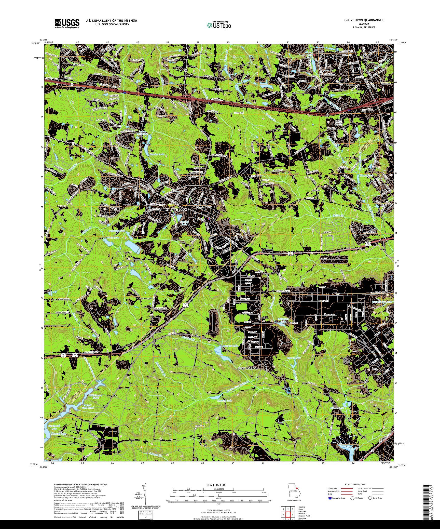 USGS US TOPO 7.5-MINUTE MAP FOR GROVETOWN, GA 2020