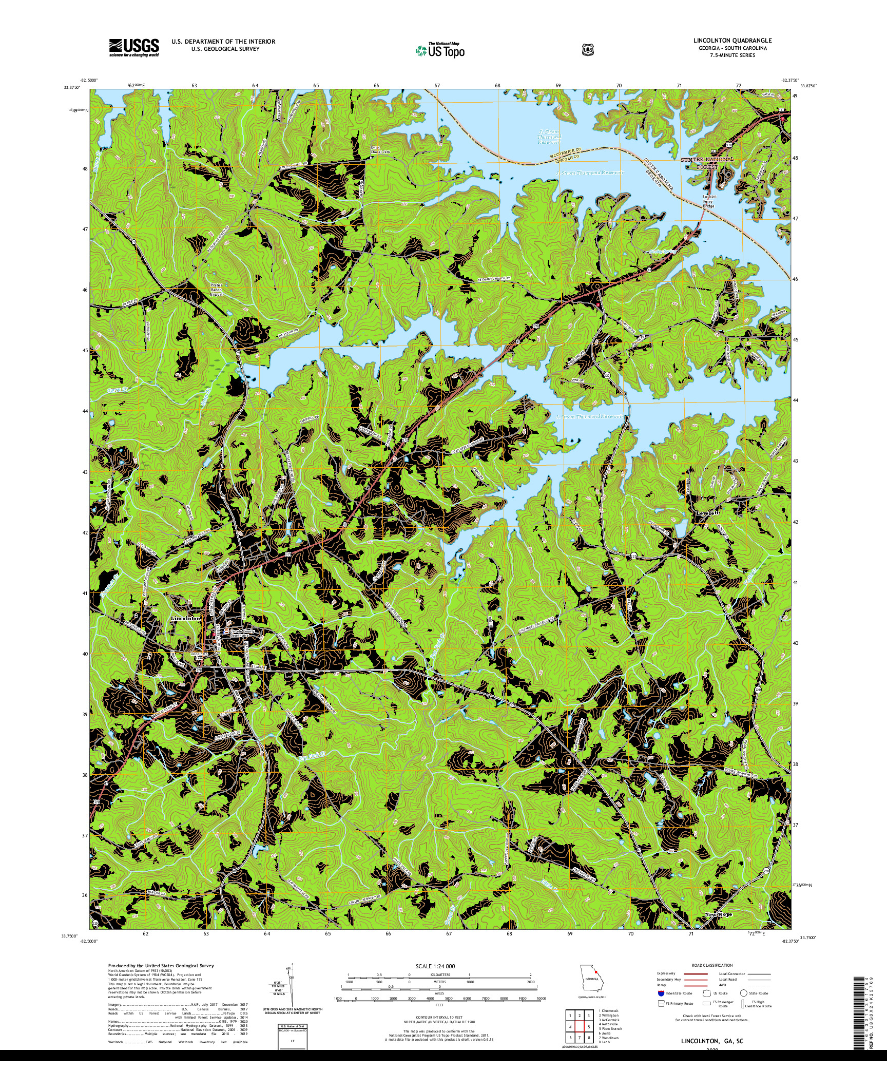 USGS US TOPO 7.5-MINUTE MAP FOR LINCOLNTON, GA,SC 2020