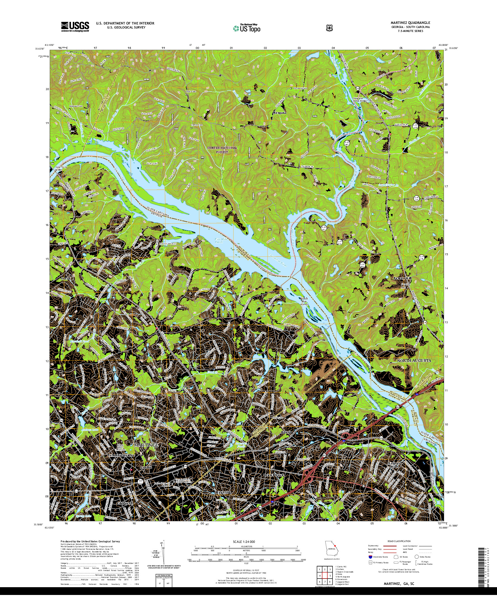 USGS US TOPO 7.5-MINUTE MAP FOR MARTINEZ, GA,SC 2020