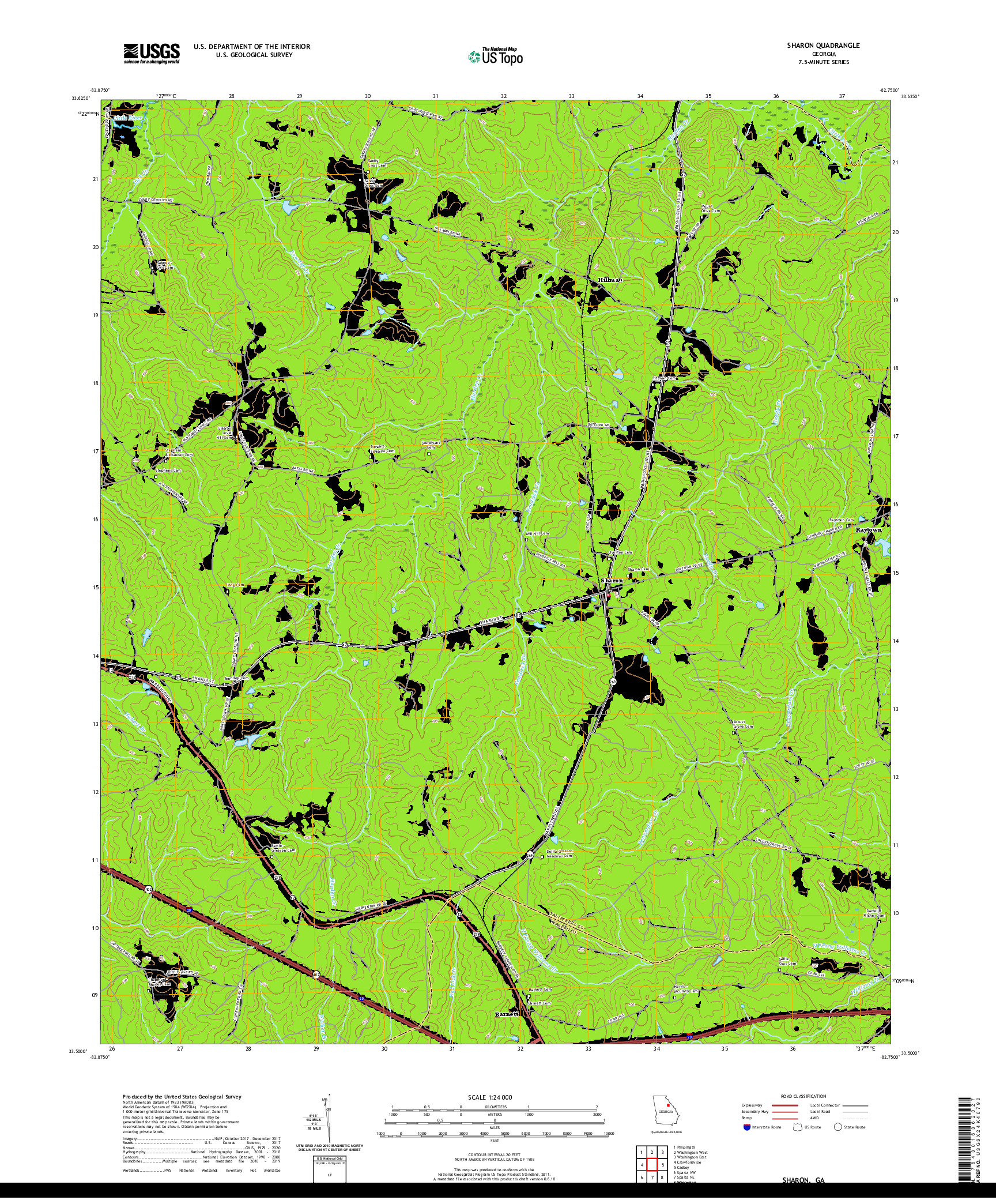 USGS US TOPO 7.5-MINUTE MAP FOR SHARON, GA 2020