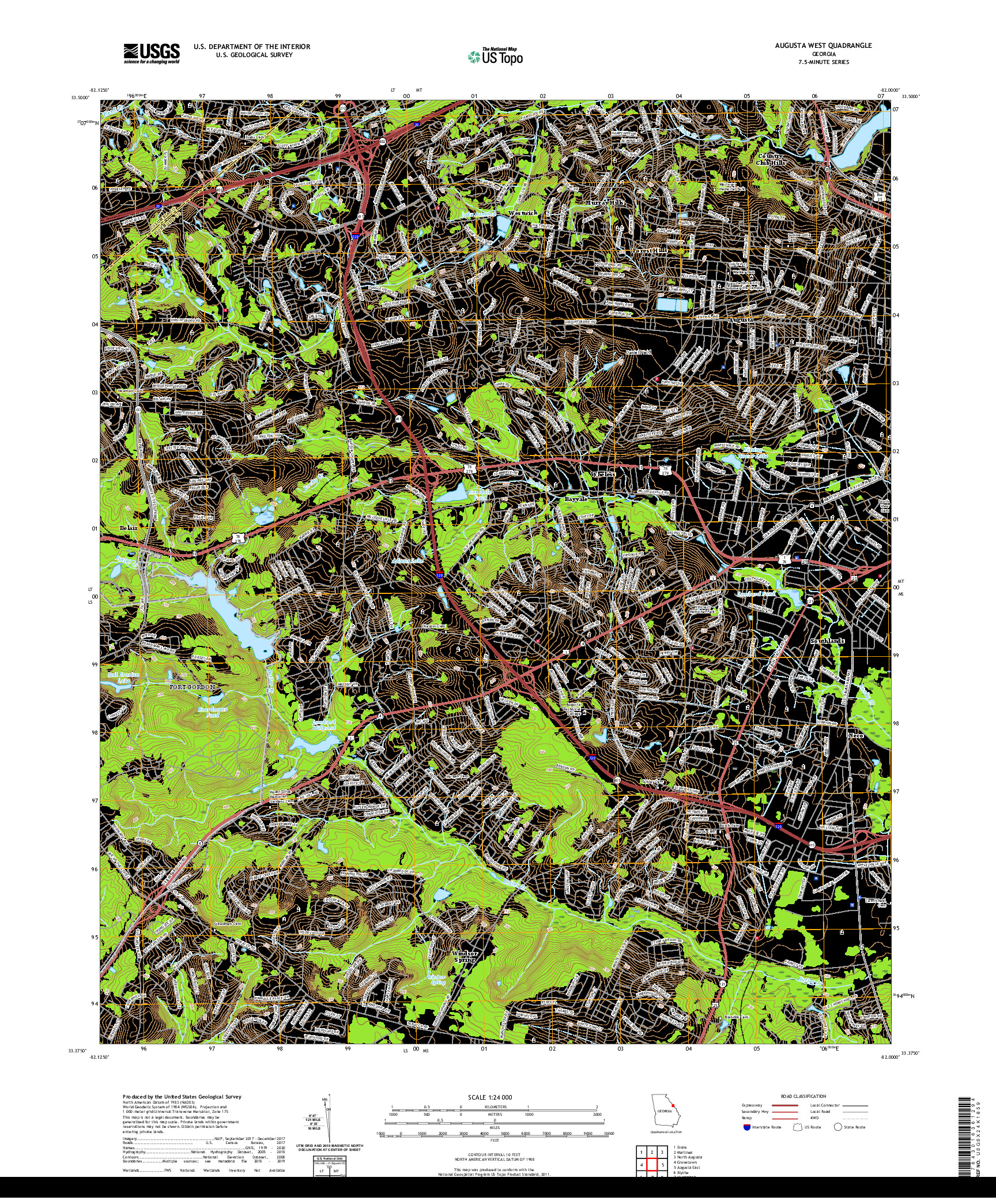 USGS US TOPO 7.5-MINUTE MAP FOR AUGUSTA WEST, GA 2020