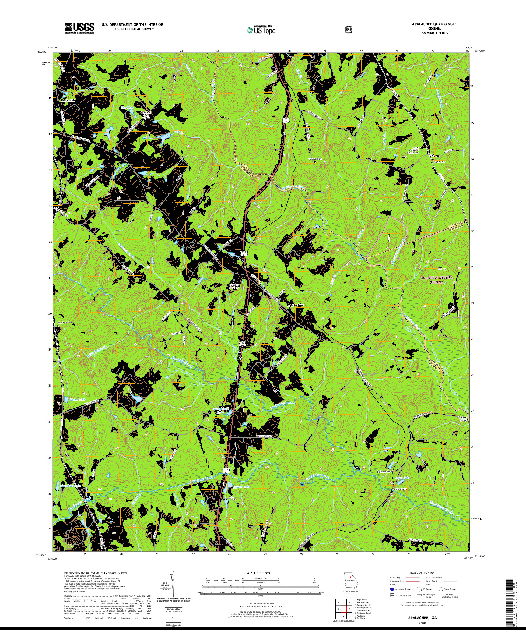 USGS US TOPO 7.5-MINUTE MAP FOR APALACHEE, GA 2020